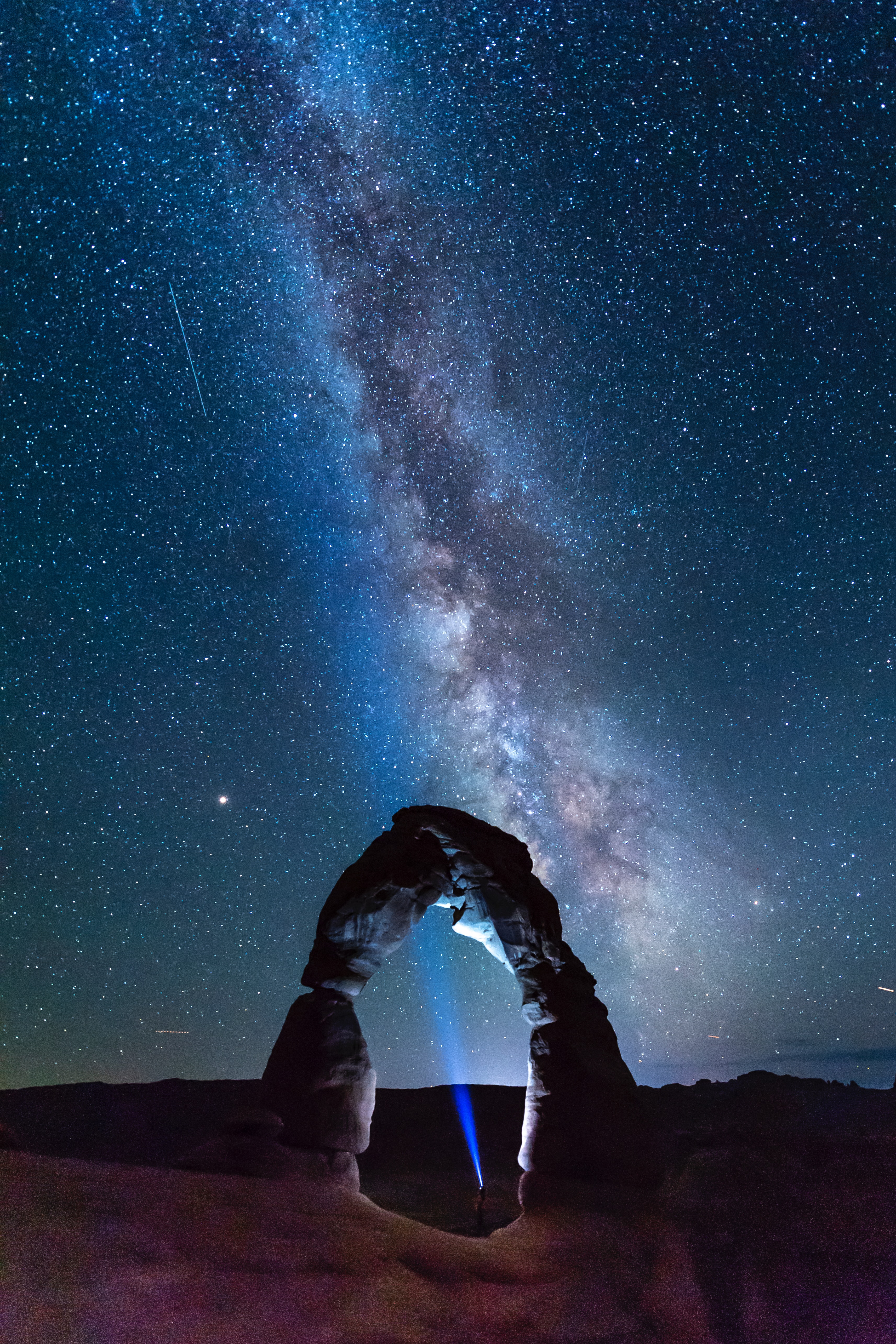 starry sky, nature, night, stone, arch mobile wallpaper