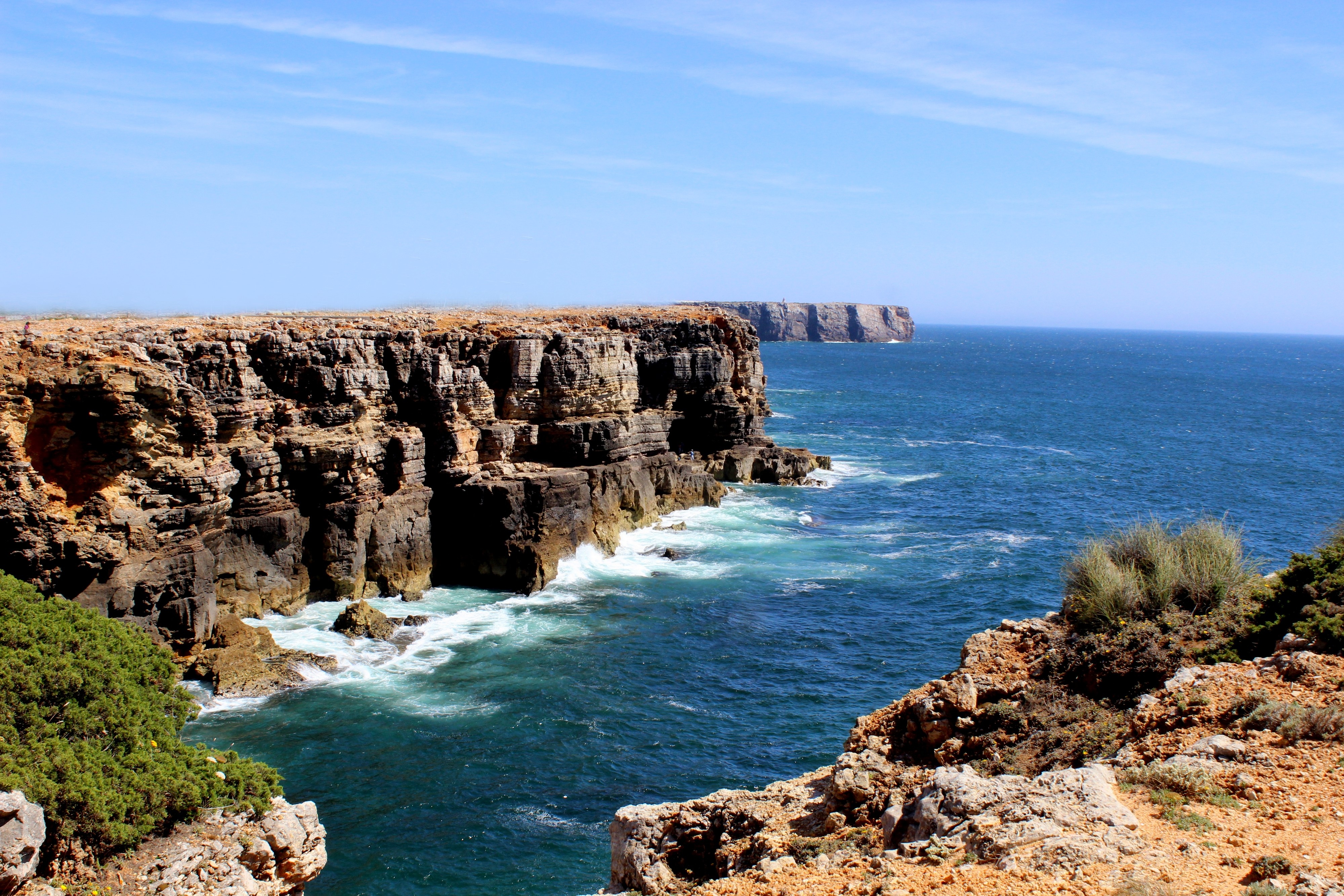 cliff, nature, ocean, portugal, algarve