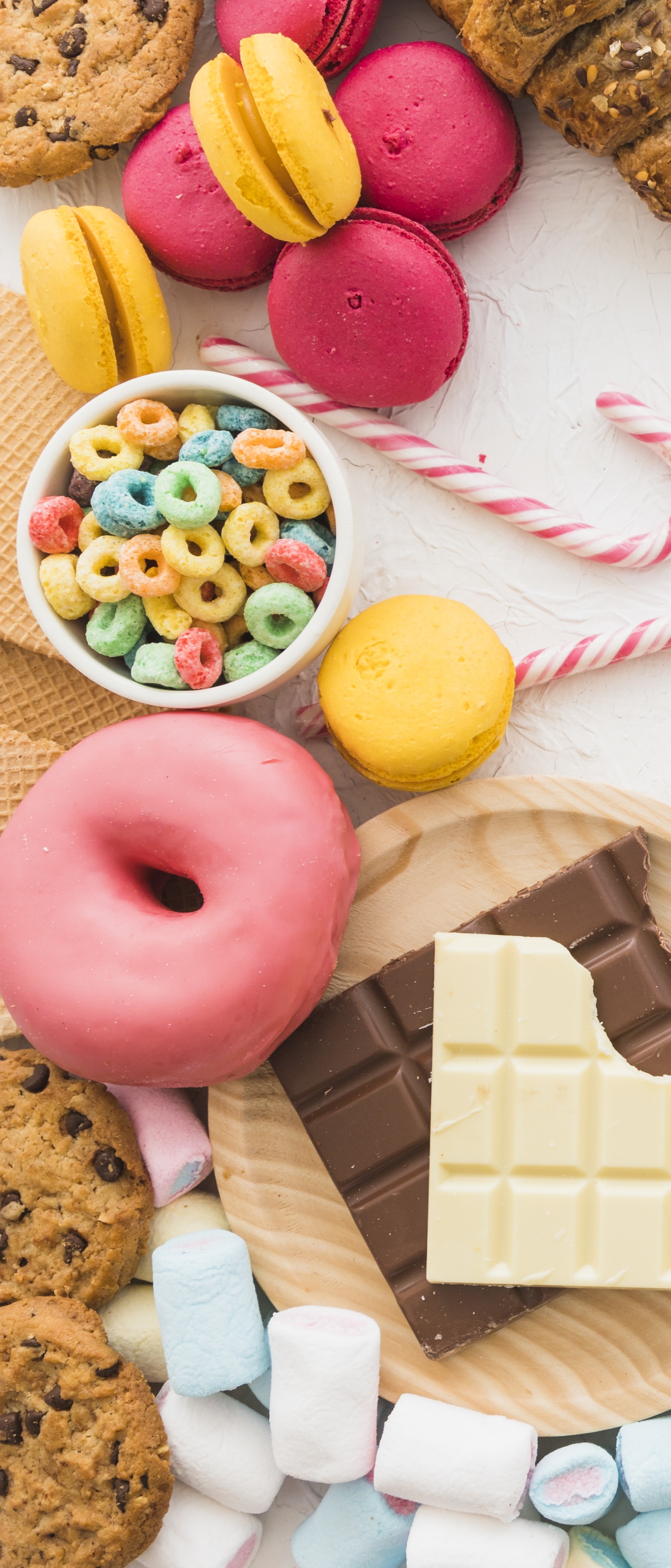 Download mobile wallpaper Food, Chocolate, Sweets, Doughnut, Macaron for free.