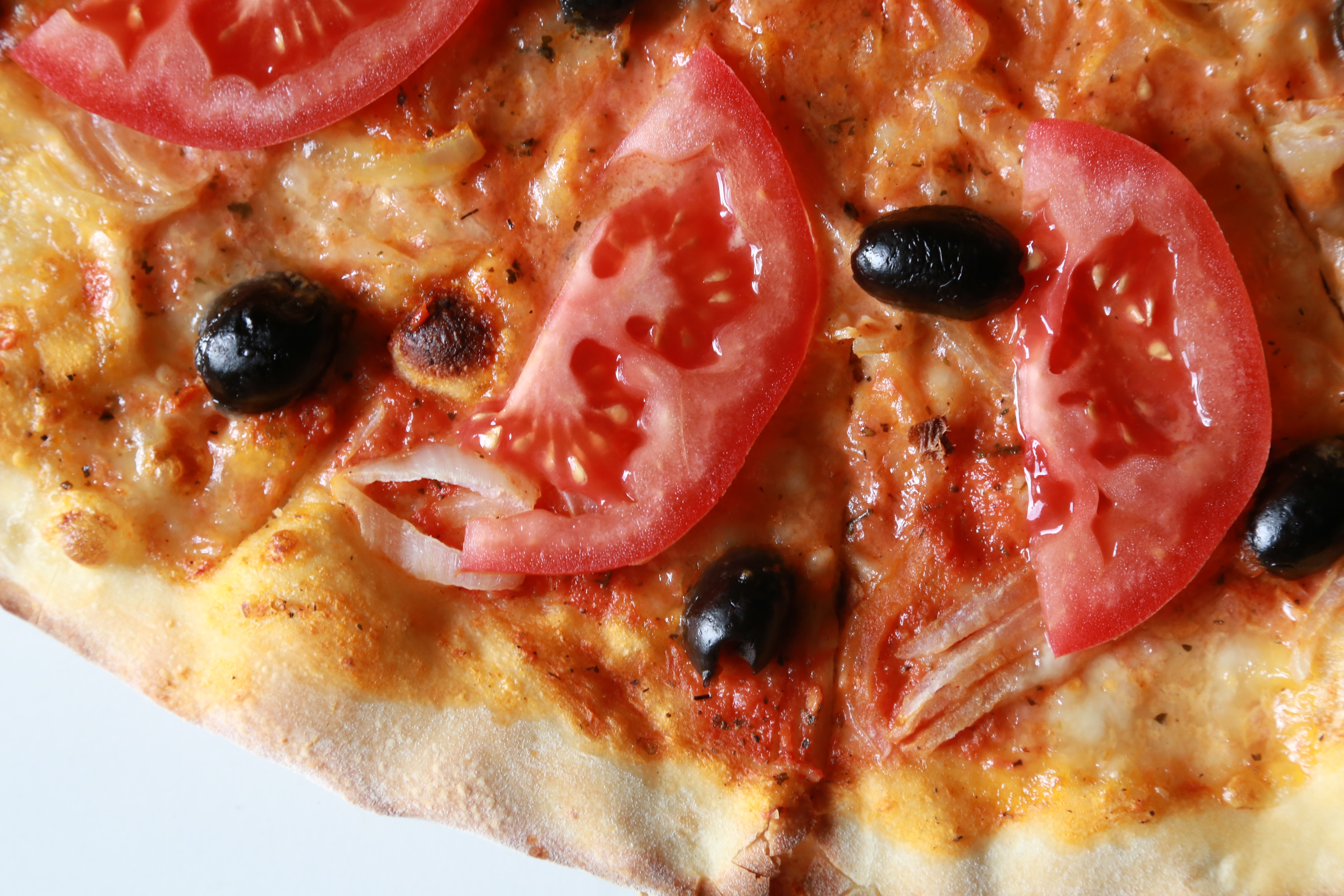 food, pizza, tomatoes, olives