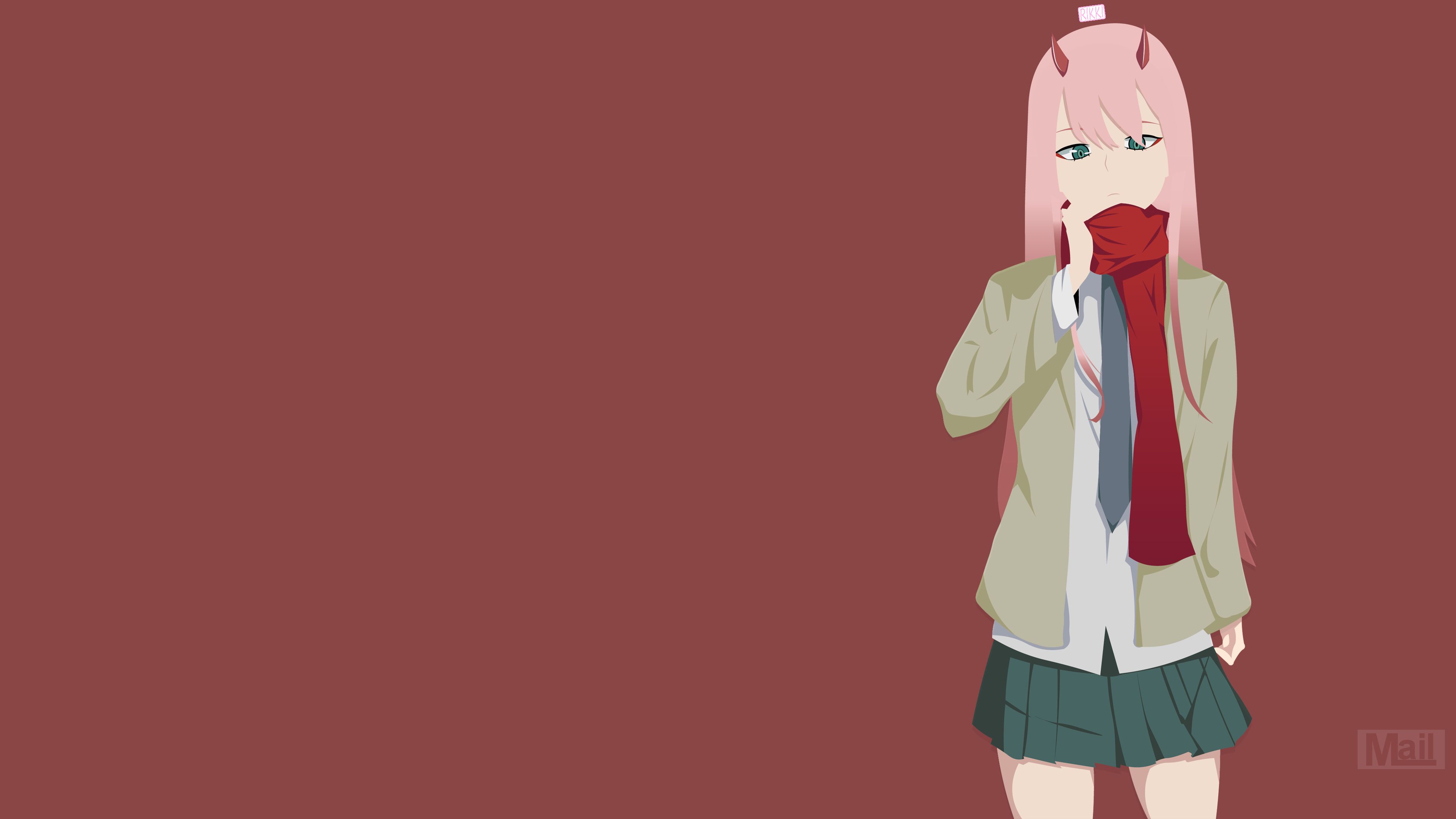 Free download wallpaper Anime, Vector, Minimalist, Darling In The Franxx, Zero Two (Darling In The Franxx) on your PC desktop