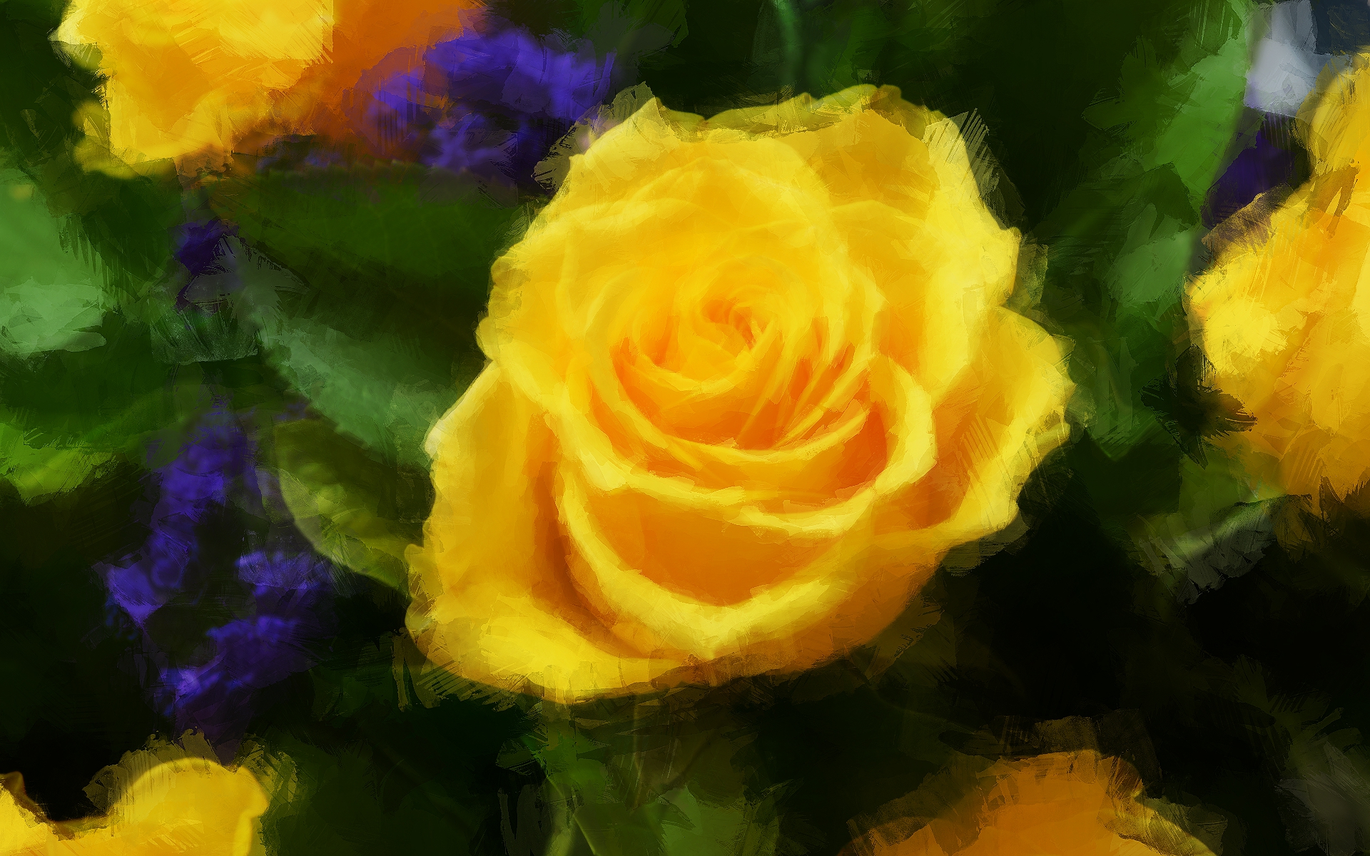 Free download wallpaper Nature, Flower, Rose, Painting, Artistic, Yellow Rose, Oil Painting on your PC desktop