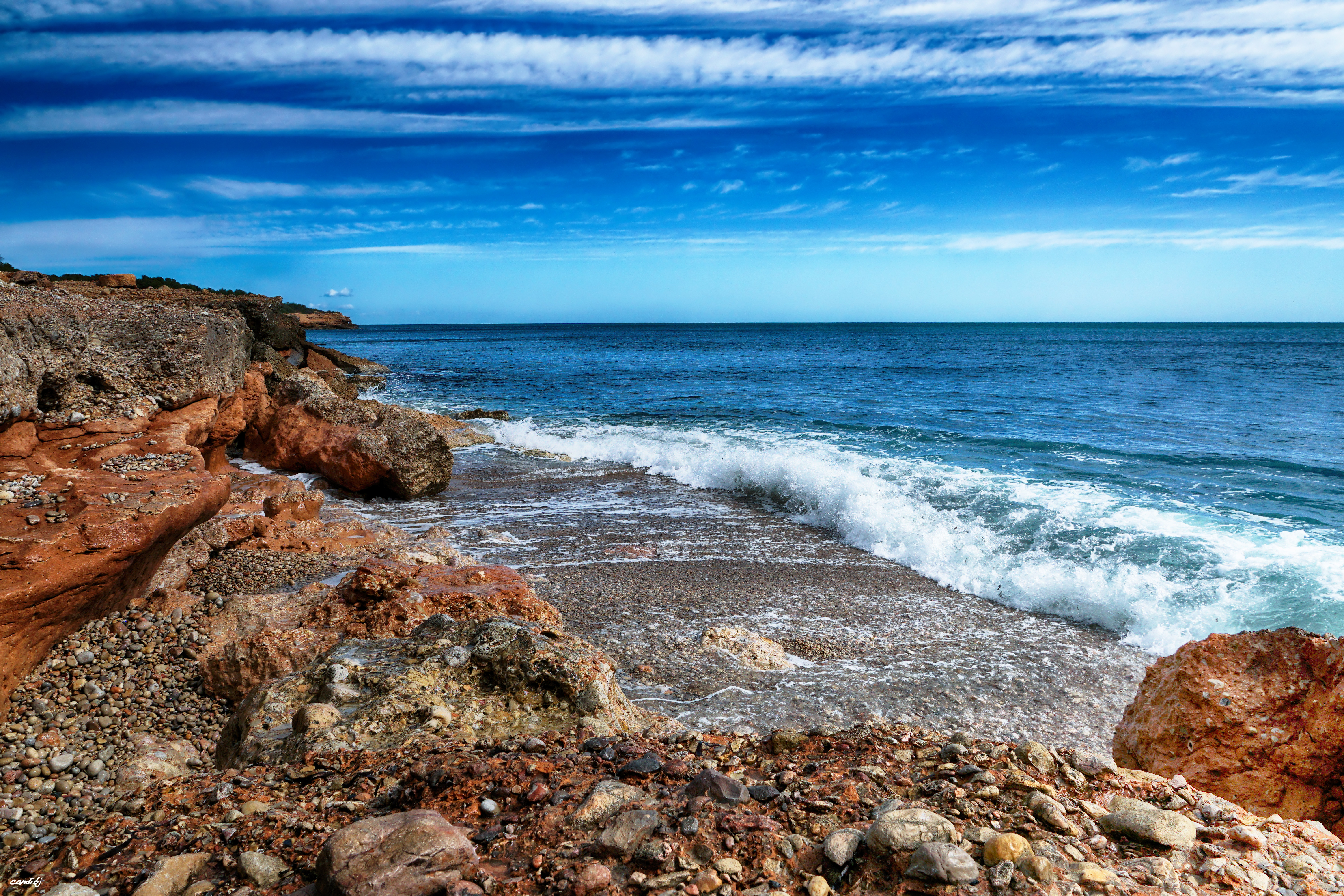 coast, nature, stones, waves, rocks for android