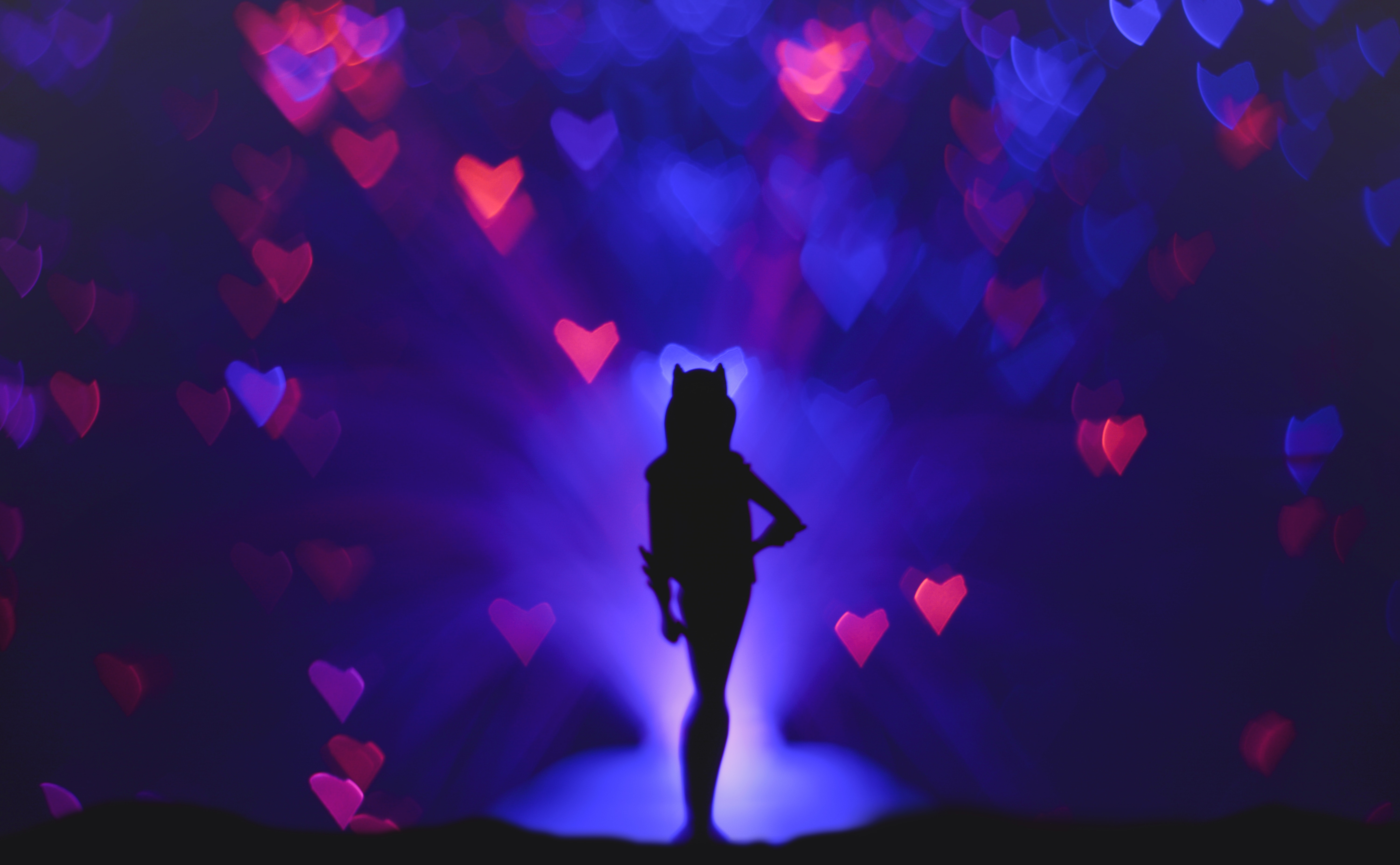 Free download wallpaper Glare, Bokeh, Boquet, Dark, Silhouette, Hearts on your PC desktop