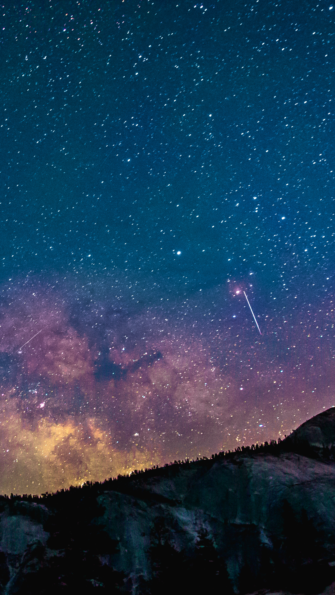 Download mobile wallpaper Nature, Sky, Stars, Night, Mountain, Starry Sky, Earth, Milky Way, Cliff for free.