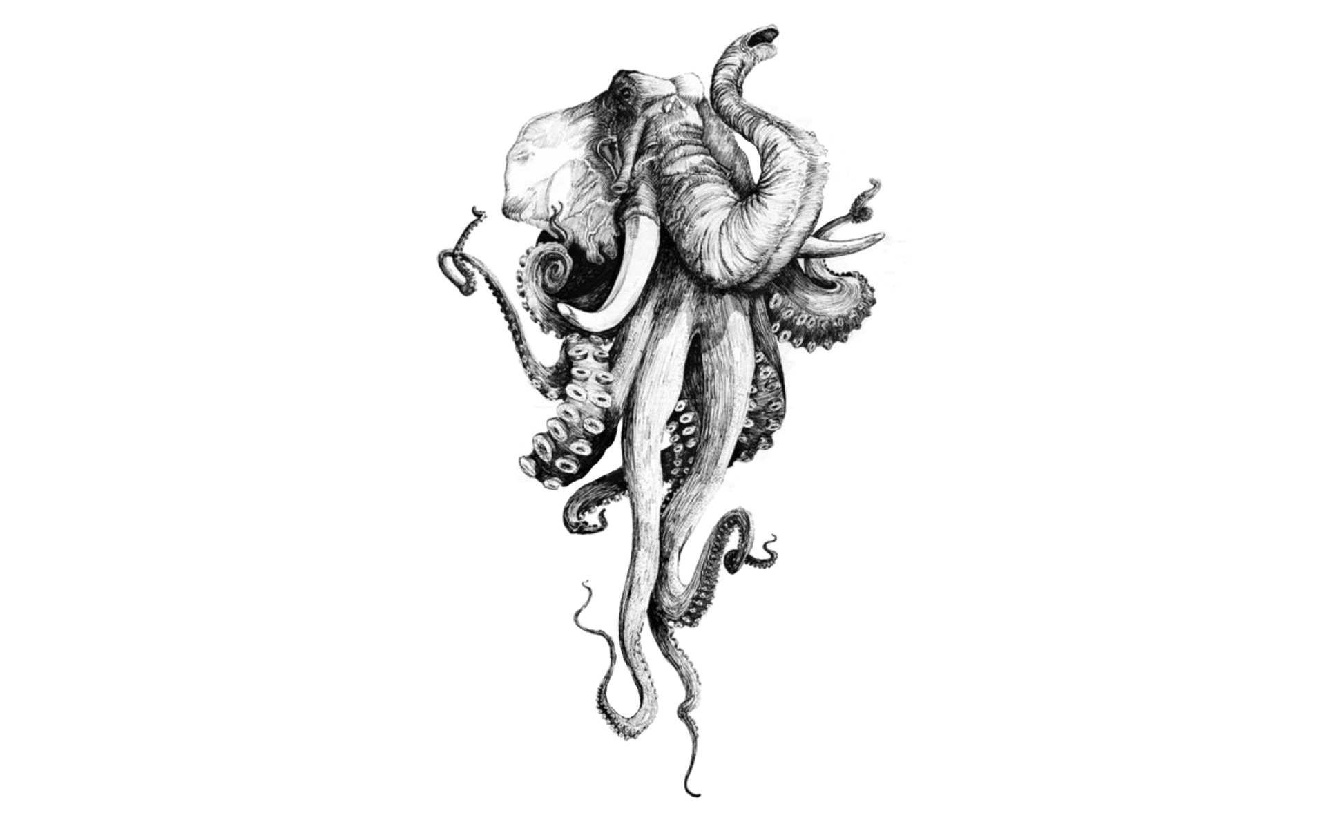 Free download wallpaper Octopus, Animal, Artistic, Elephant on your PC desktop