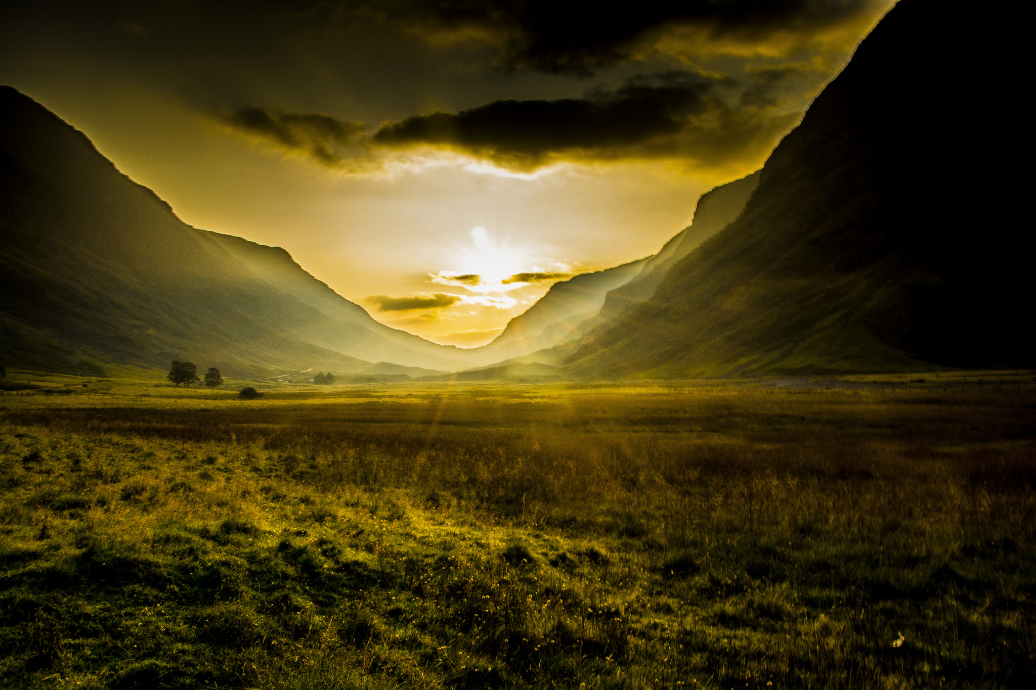 Free download wallpaper Landscape, Nature, Grass, Sky, Earth, Valley, Sunbeam on your PC desktop