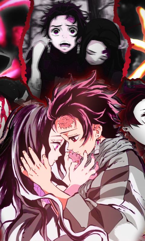 Handy-Wallpaper Animes, Nezuko Kamado, Demon Slayer, Tanjiro Kamado kostenlos herunterladen.