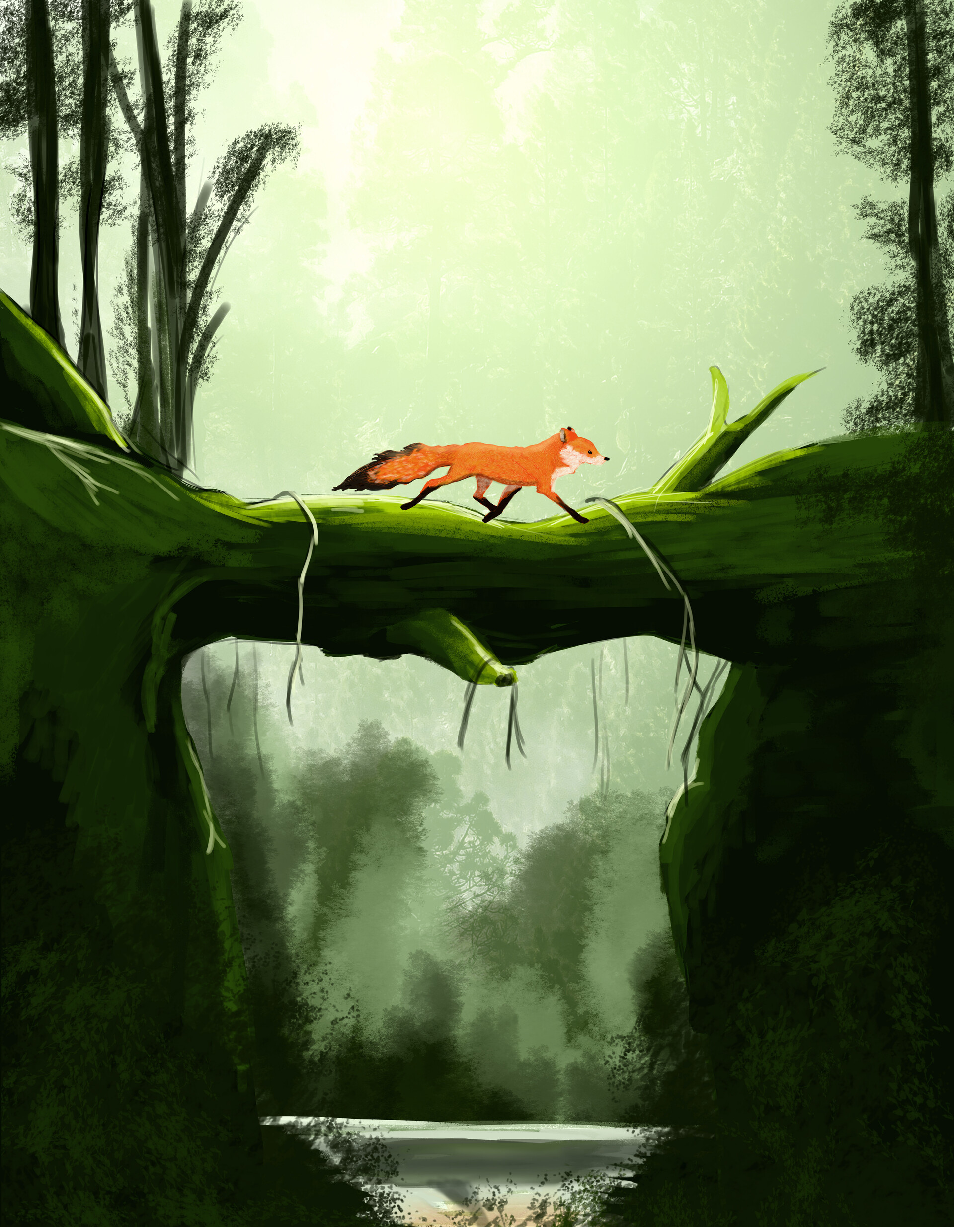 fox, art, nice, bridge, sweetheart wallpaper for mobile