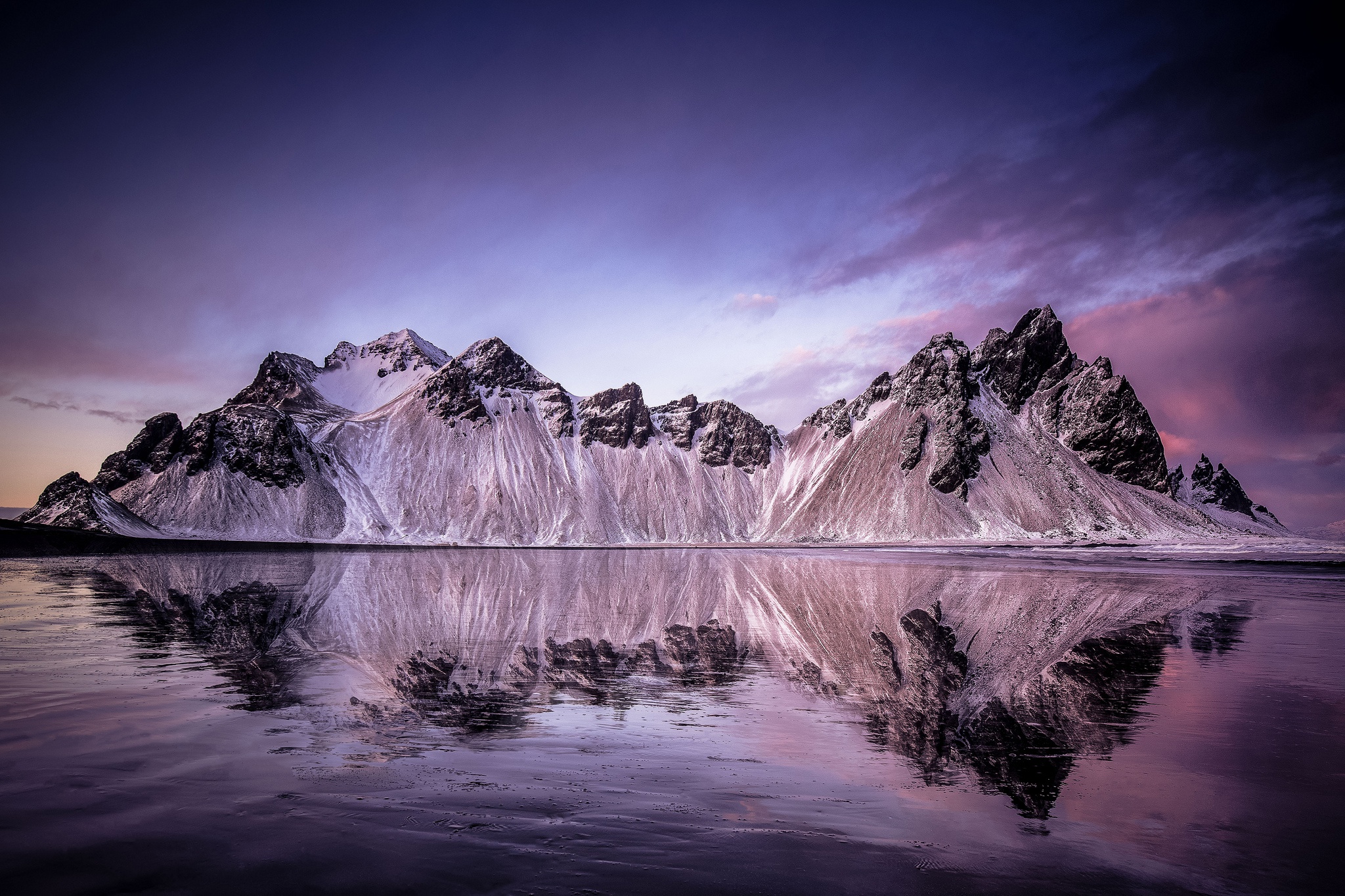 無料モバイル壁紙反射, 地球, アイスランド, 山岳, ヴェストラホルン, ヴェストラホルン山をダウンロードします。