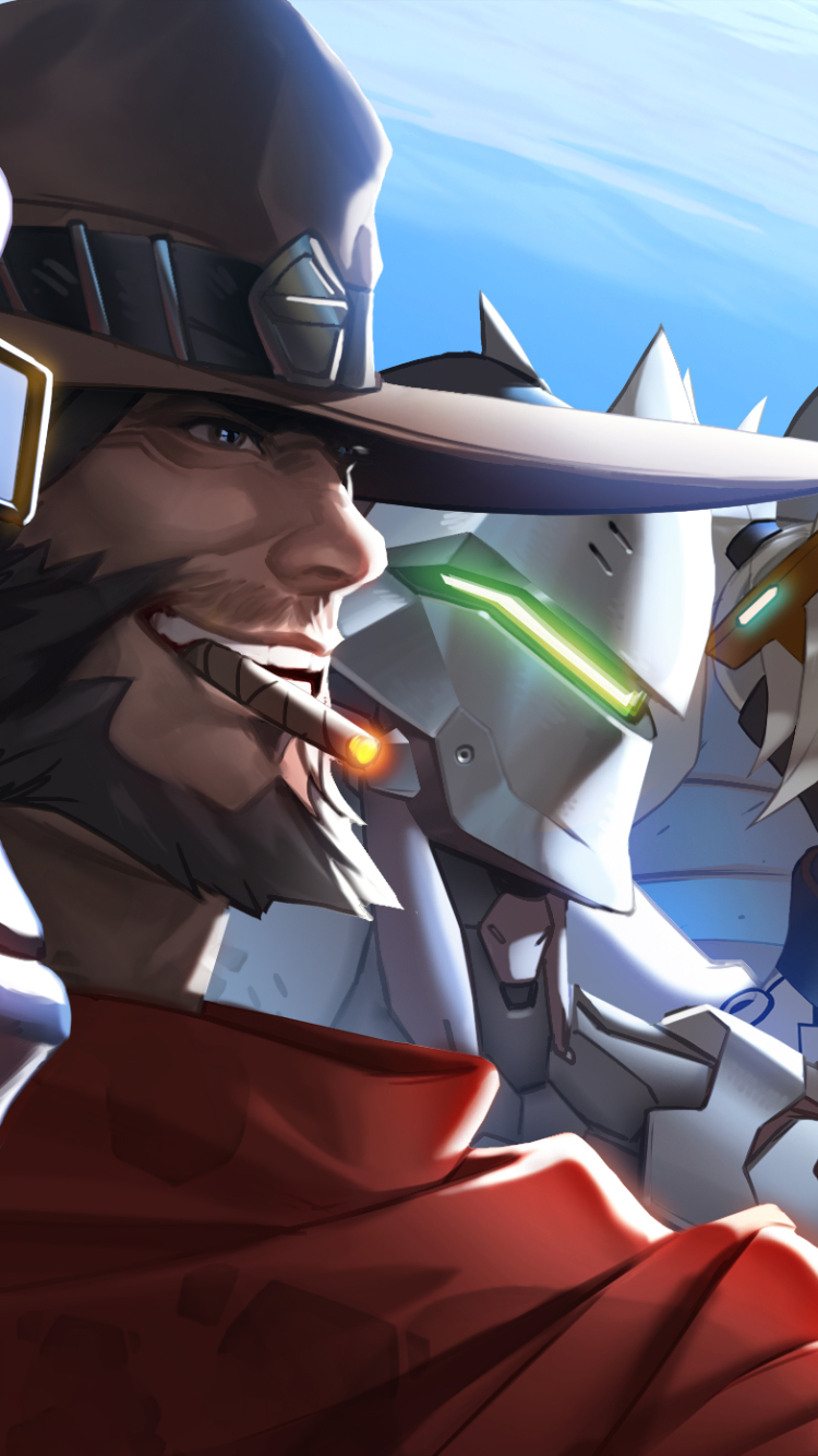 Download mobile wallpaper Overwatch, Video Game, Mercy (Overwatch), Reinhardt (Overwatch), Tracer (Overwatch), Torbjörn (Overwatch), Winston (Overwatch), Genji (Overwatch), Mccree (Overwatch) for free.