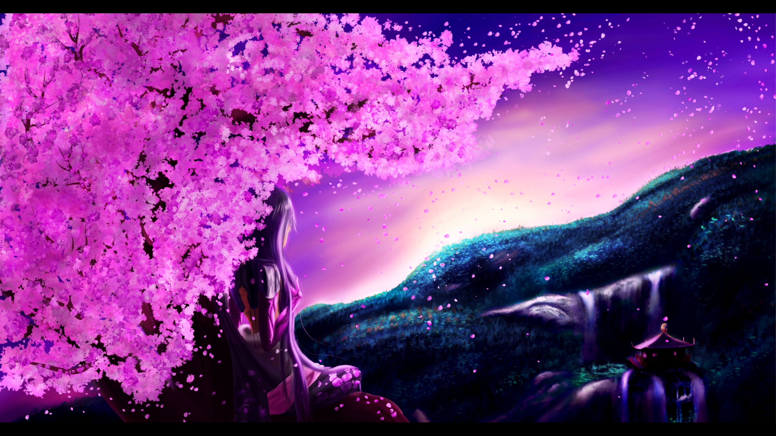 Laden Sie das Natur, Fantasie, Sakura, Original, Kirschblüte, Animes-Bild kostenlos auf Ihren PC-Desktop herunter