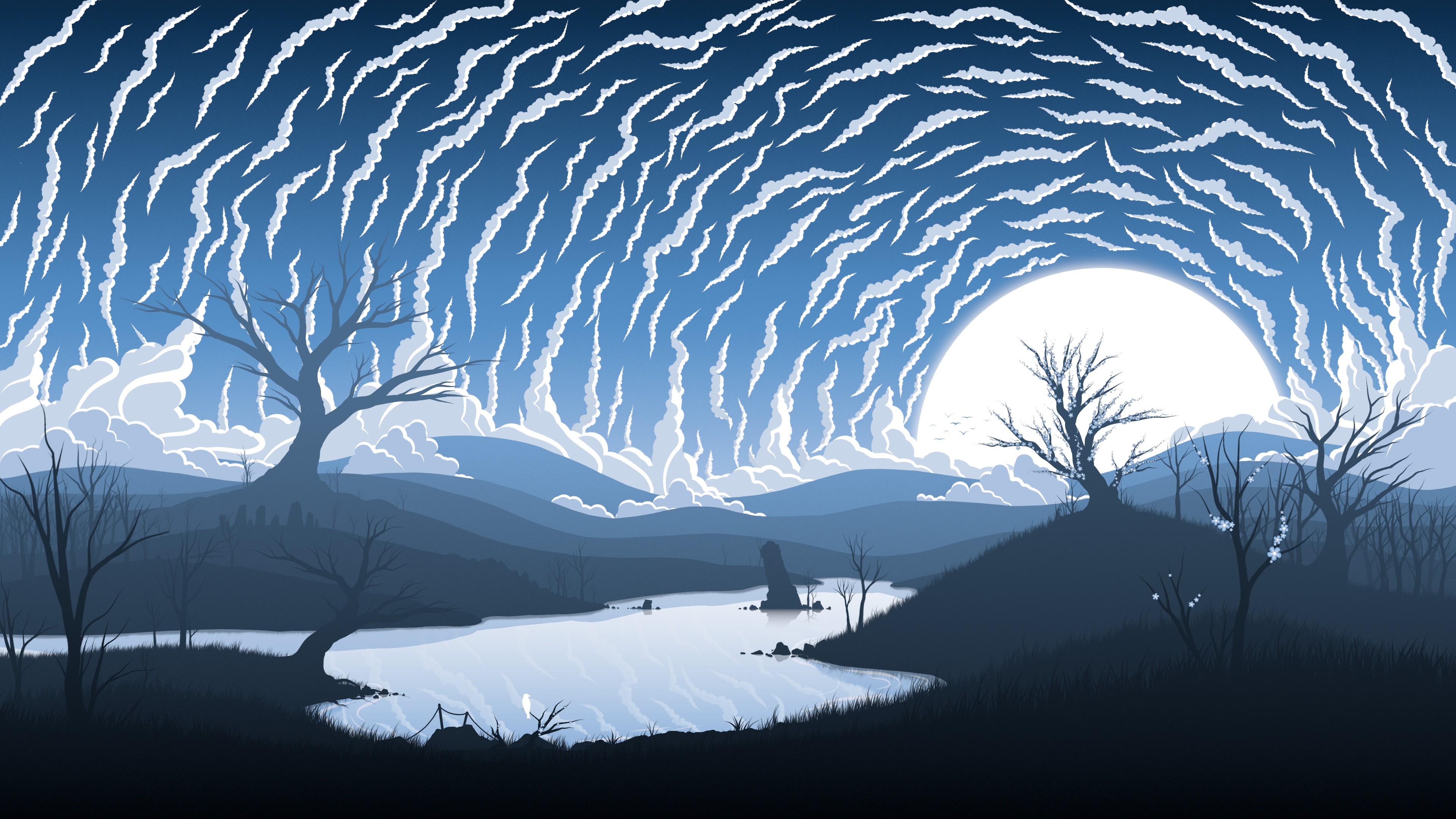 Download mobile wallpaper Landscape, Winter, Fantasy, Lake, Cloud for free.