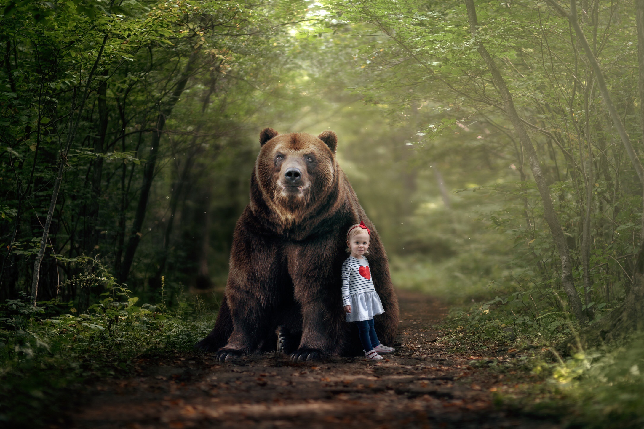 Download mobile wallpaper Bear, Photography, Manipulation, Little Girl for free.