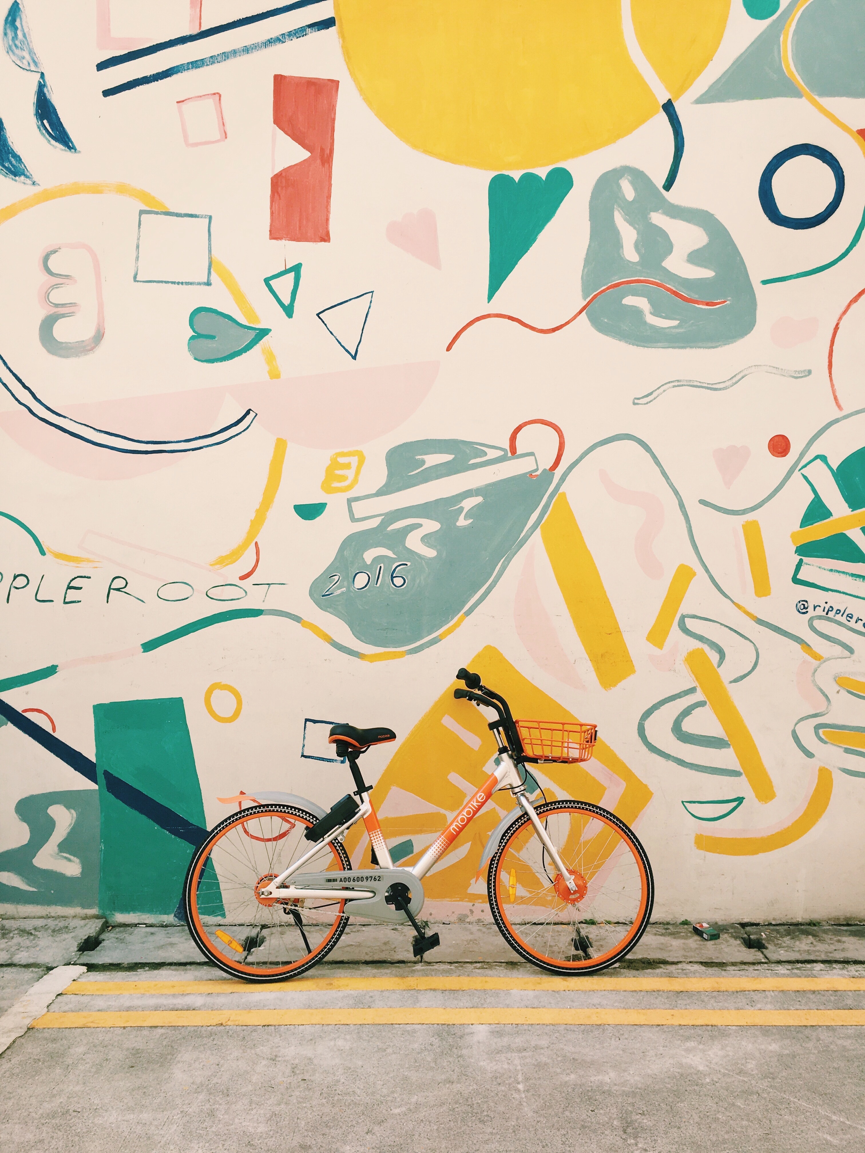 art, bicycle, graffiti, wall, miscellanea, miscellaneous phone wallpaper