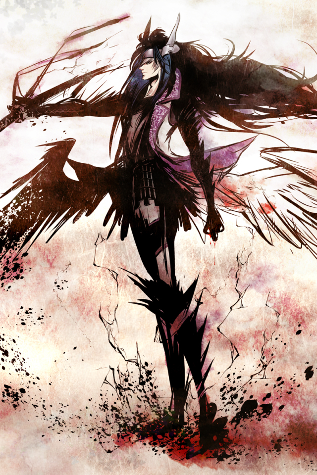 Download mobile wallpaper Anime, Wings, Sword, Devil, Katana, Sengoku Basara for free.