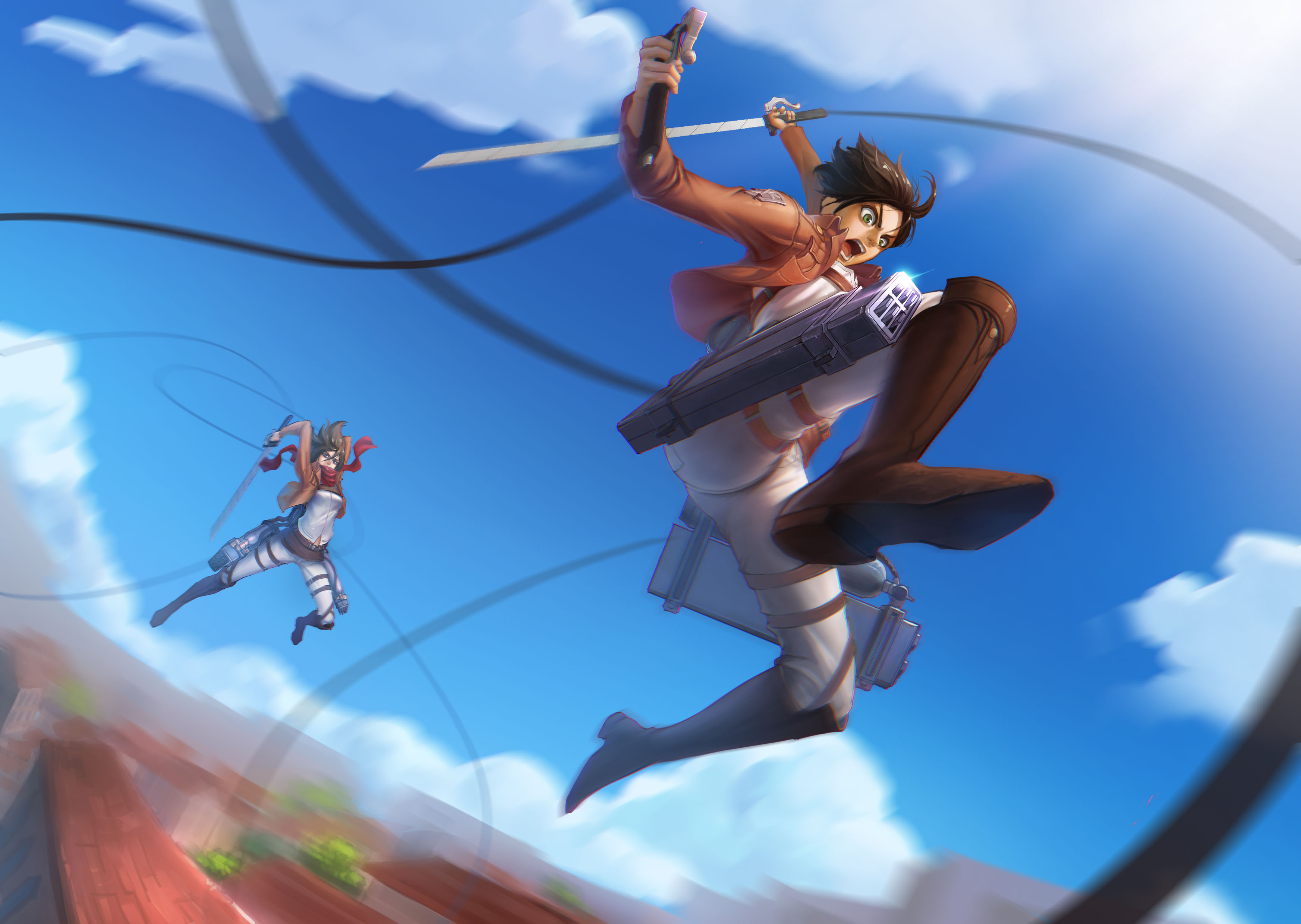Free download wallpaper Anime, Eren Yeager, Mikasa Ackerman, Attack On Titan on your PC desktop