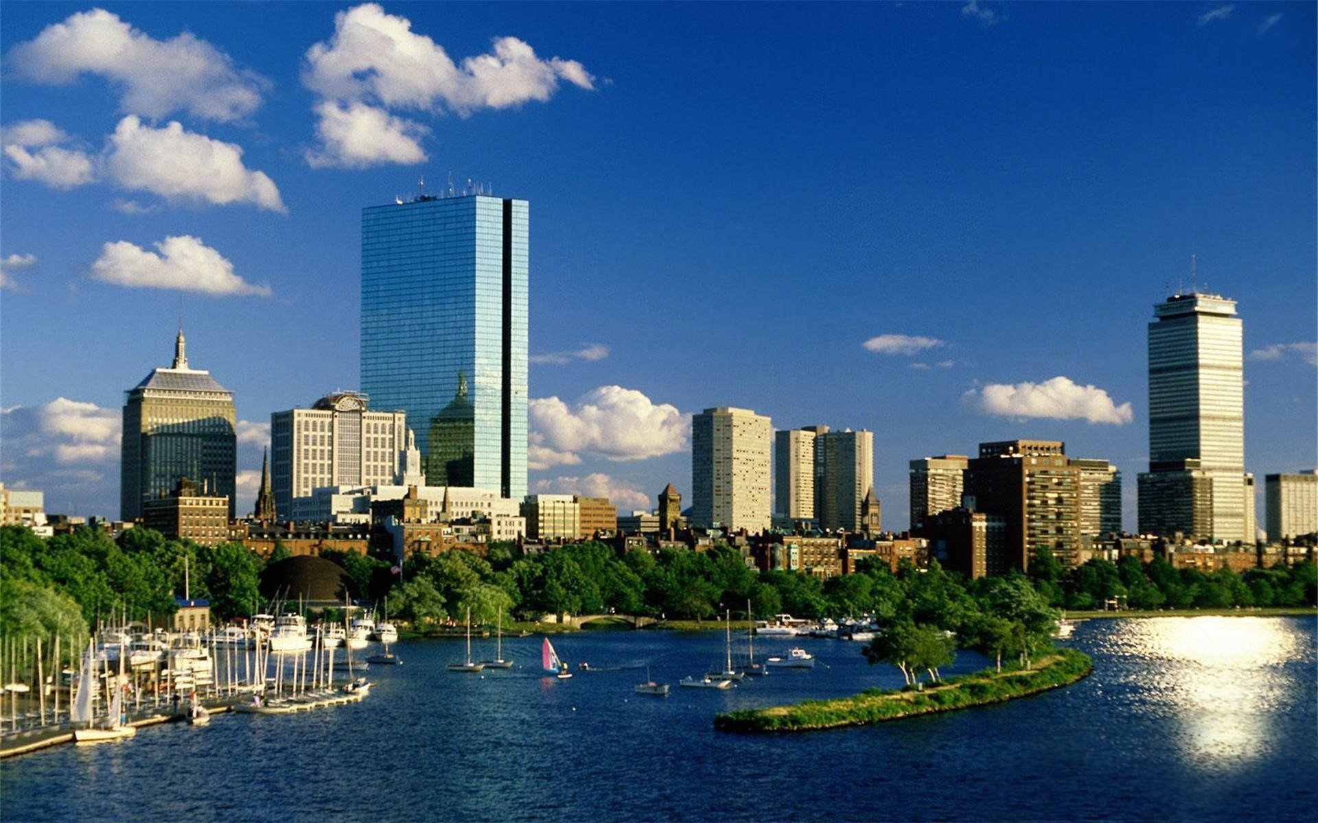 Download mobile wallpaper Building, River, Boston, Massachusetts, Man Made for free.