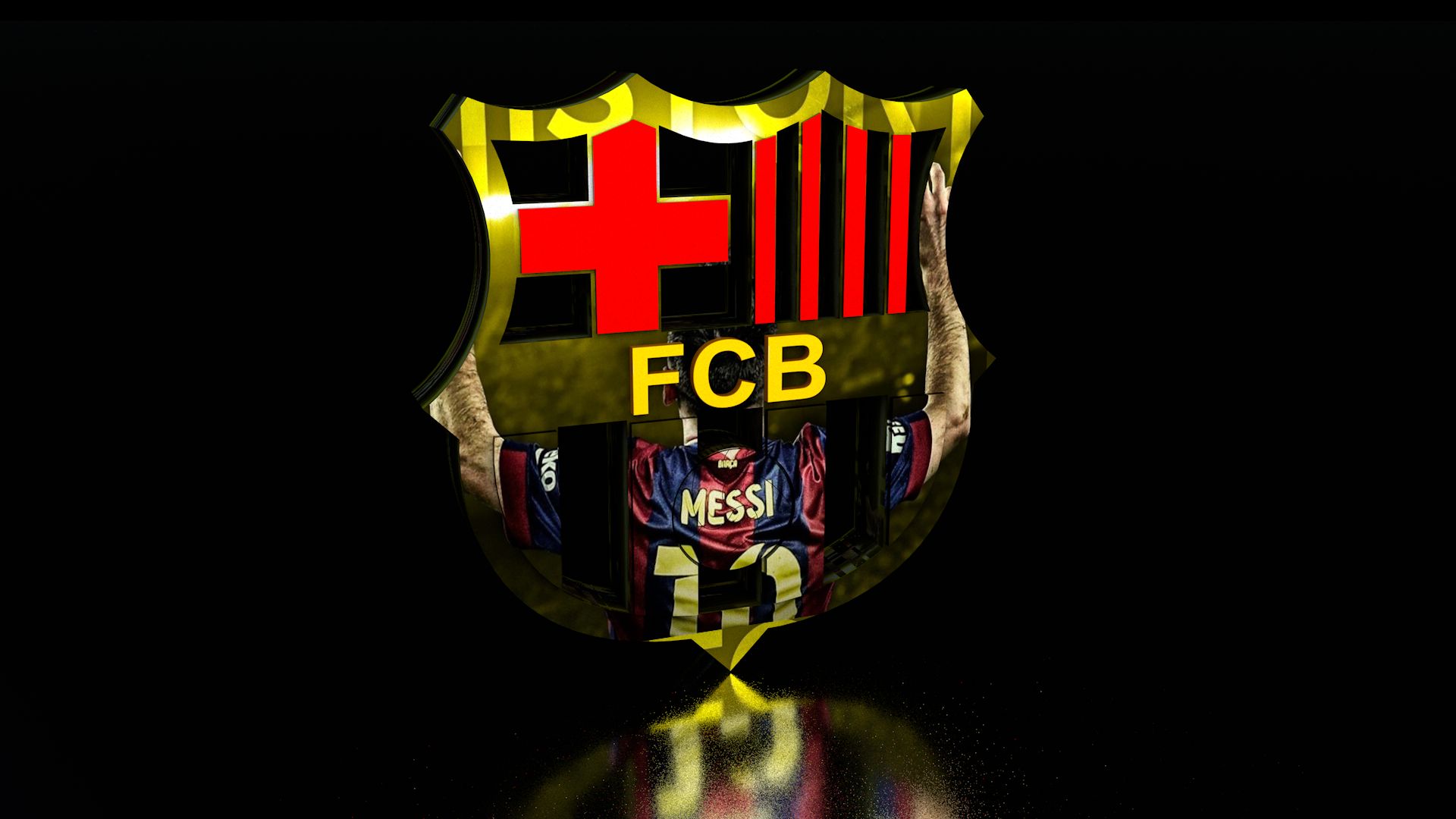 Скачати мобільні шпалери Спорт, Футбол, 3D, Логотип, Cgi, Фк Барселона, Ліонель Мессі безкоштовно.