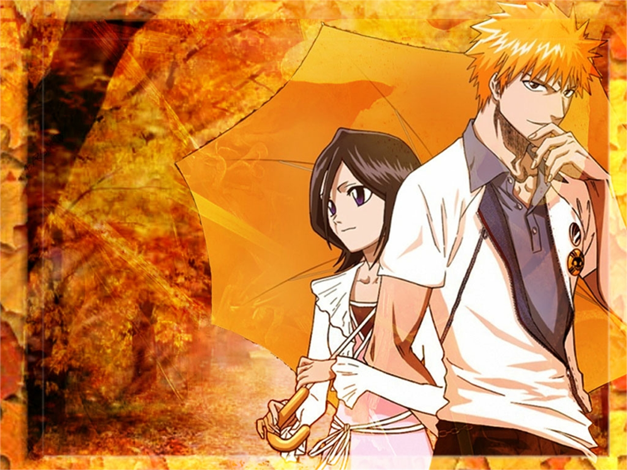 Handy-Wallpaper Bleach, Rukia Kuchiki, Animes, Ichigo Kurosaki kostenlos herunterladen.