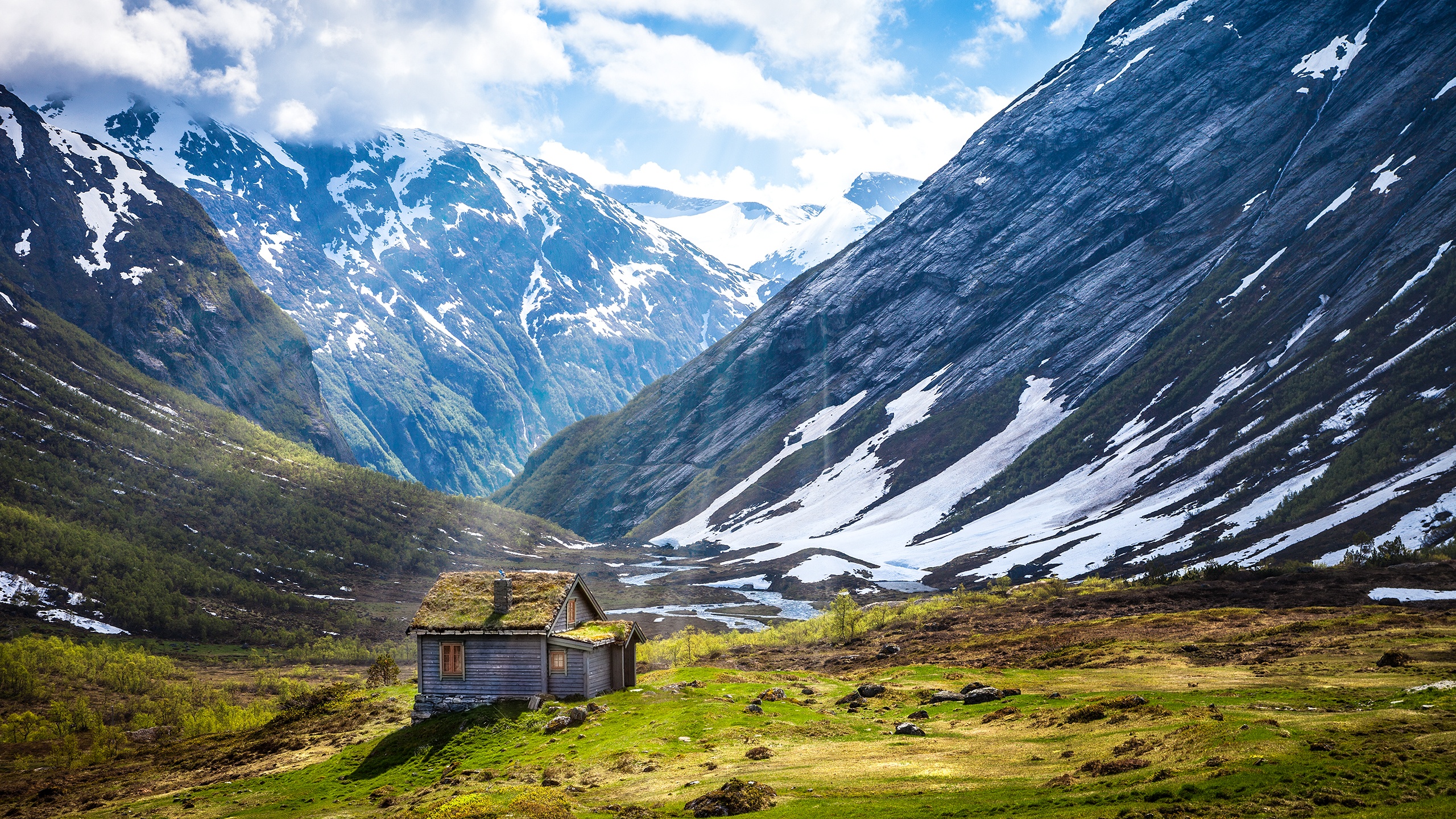 Free download wallpaper Landscape, Mountains, Mountain, Norway, Photography, Cabin on your PC desktop