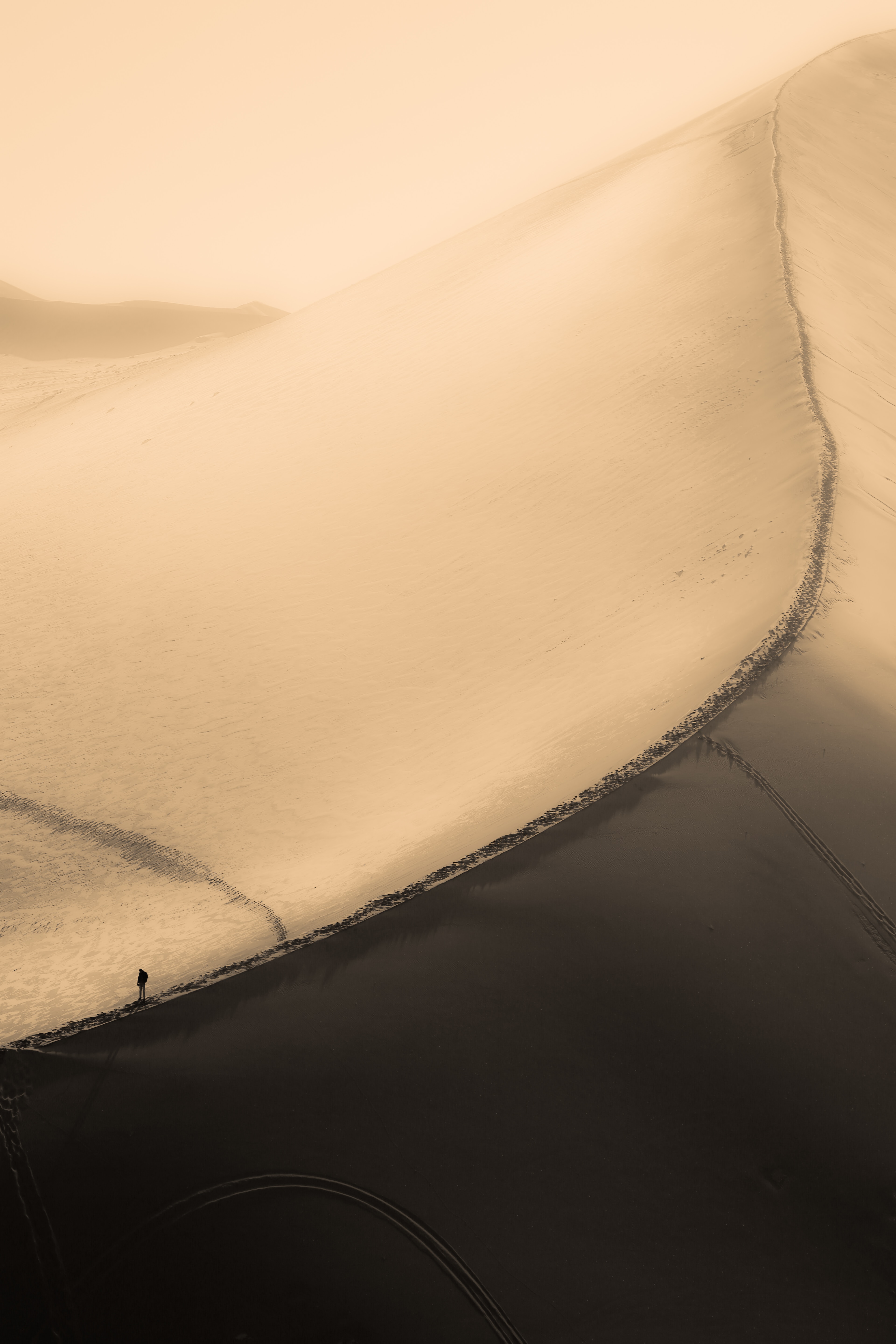 sand, desert, view from above, silhouette, miscellanea, miscellaneous, dunes, links