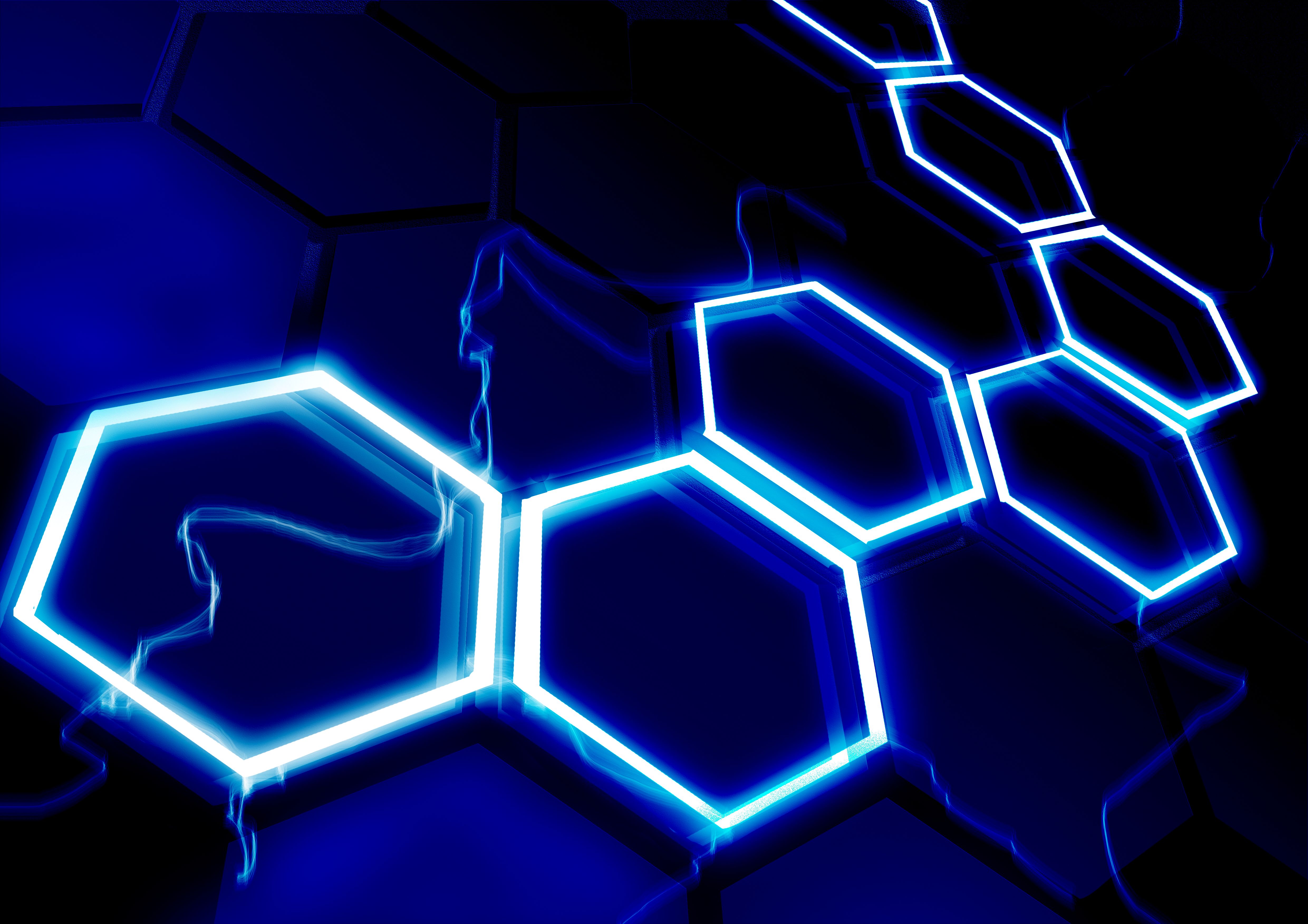 Download mobile wallpaper Abstract, Light, 3D, Hexagon, Cgi for free.