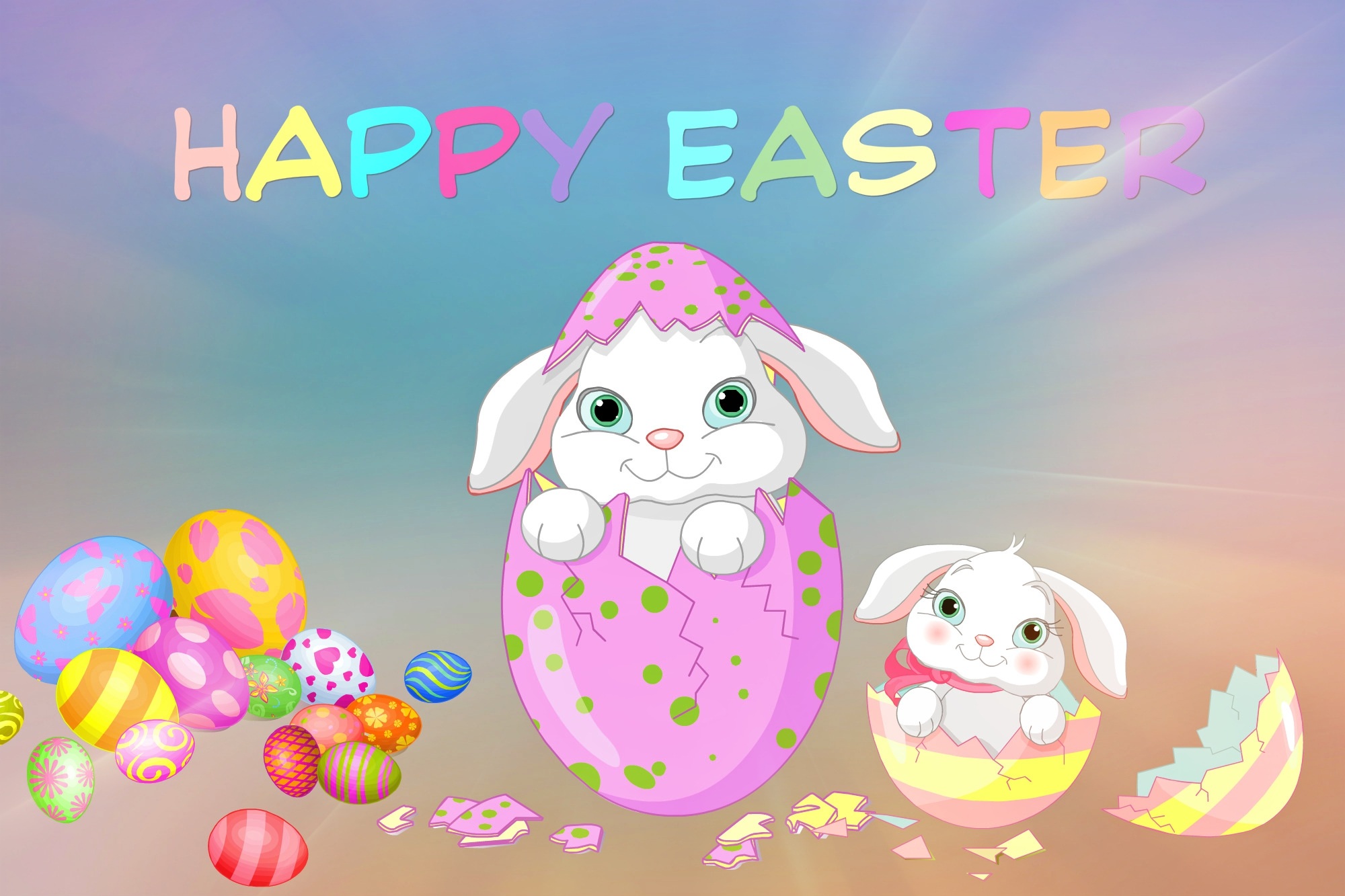 Download mobile wallpaper Easter, Holiday, Colorful, Cute, Bunny, Easter Egg, Happy Easter for free.