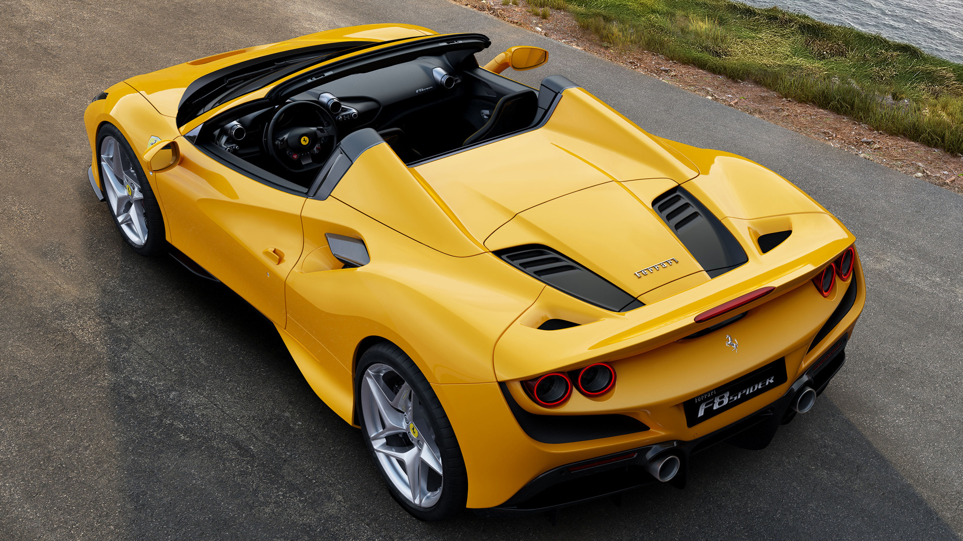 Download mobile wallpaper Ferrari, Car, Convertible, Vehicles, Yellow Car, Ferrari F8 Spider for free.