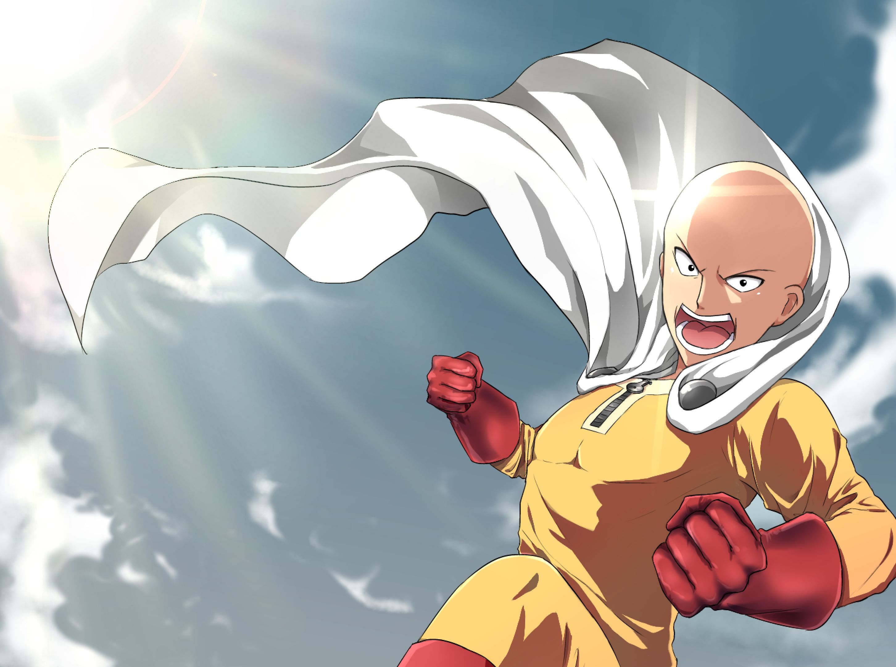 Free download wallpaper Anime, Sky, Sunshine, Saitama (One Punch Man), One Punch Man on your PC desktop