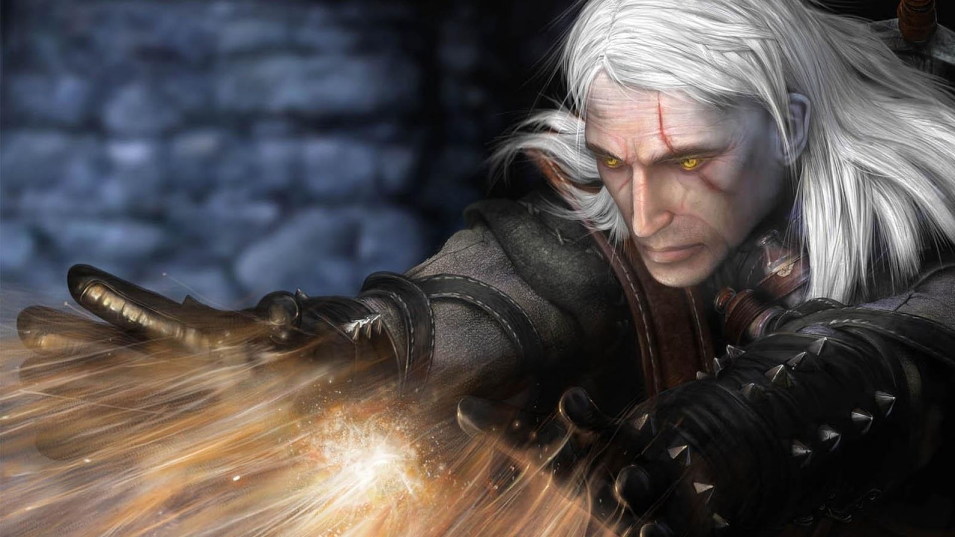 Free download wallpaper Yellow Eyes, Video Game, White Hair, The Witcher on your PC desktop