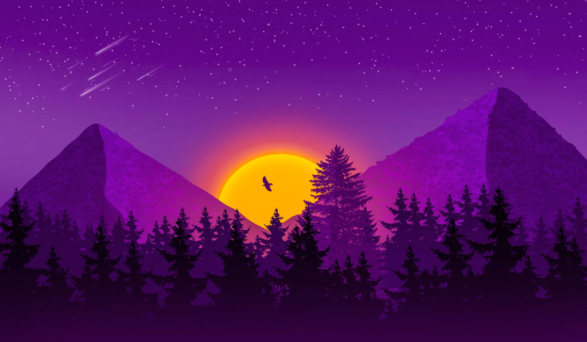 Download mobile wallpaper Mountain, Purple, Artistic for free.