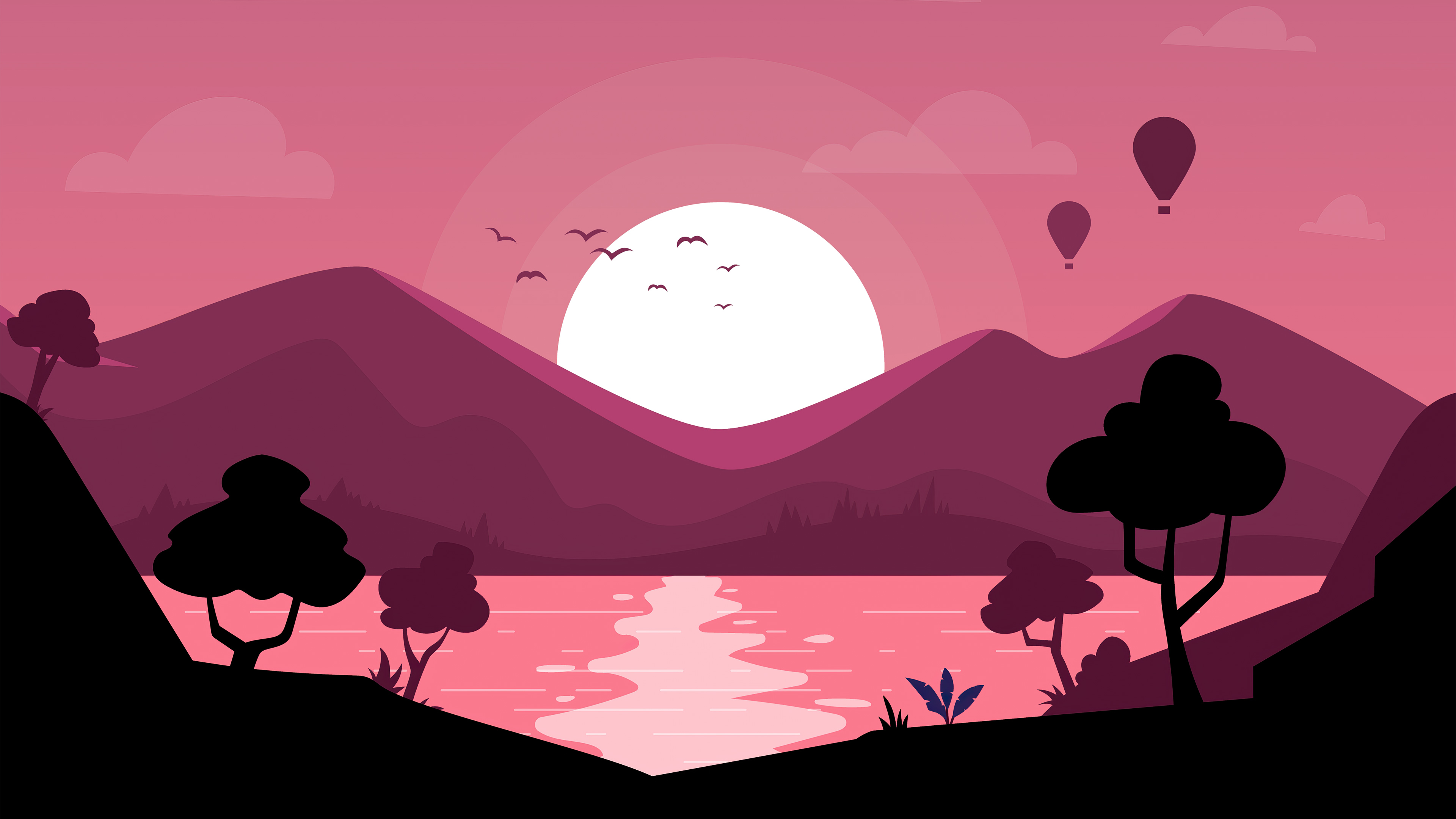 Laden Sie das Landschaft, Sonnenaufgang, Minimalistisch, Künstlerisch-Bild kostenlos auf Ihren PC-Desktop herunter