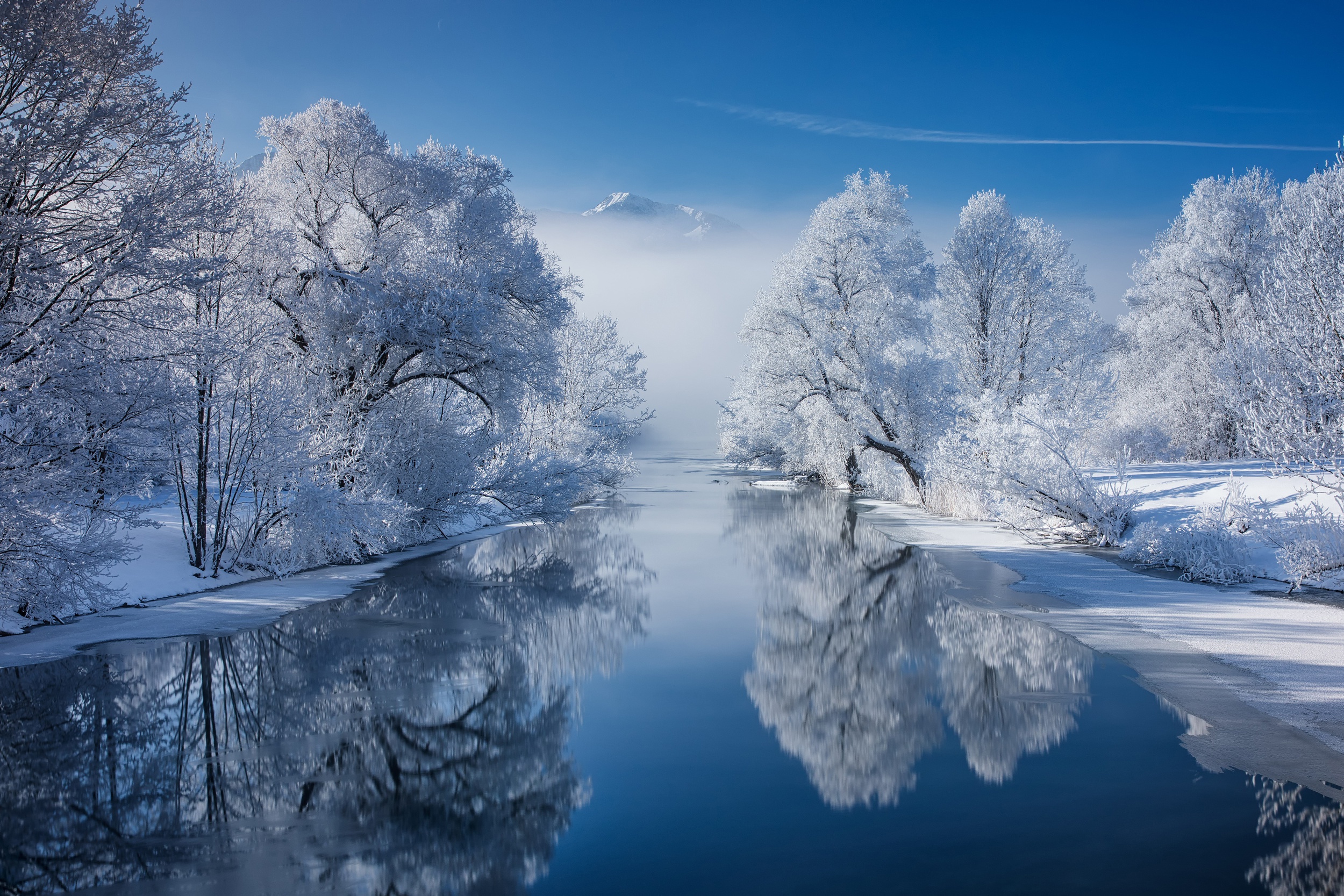 1020539 завантажити шпалери земля, зима, баварія, озеро кохель, природа, рефлексія, річка, сніг - заставки і картинки безкоштовно