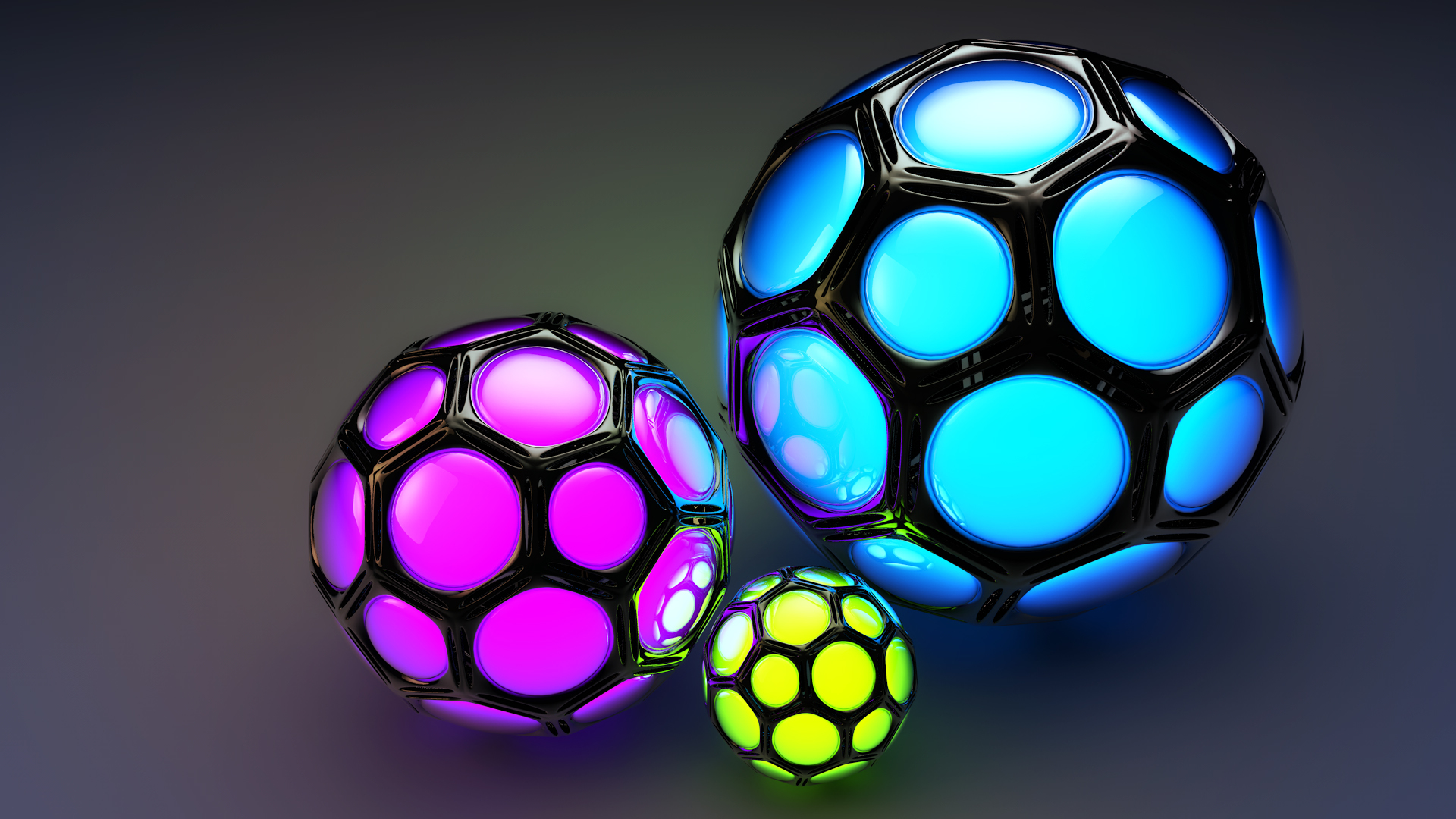 601525 скачать обои мяч, 3d, графика, синий, абстрактные, пурпурный, жёлтый - заставки и картинки бесплатно