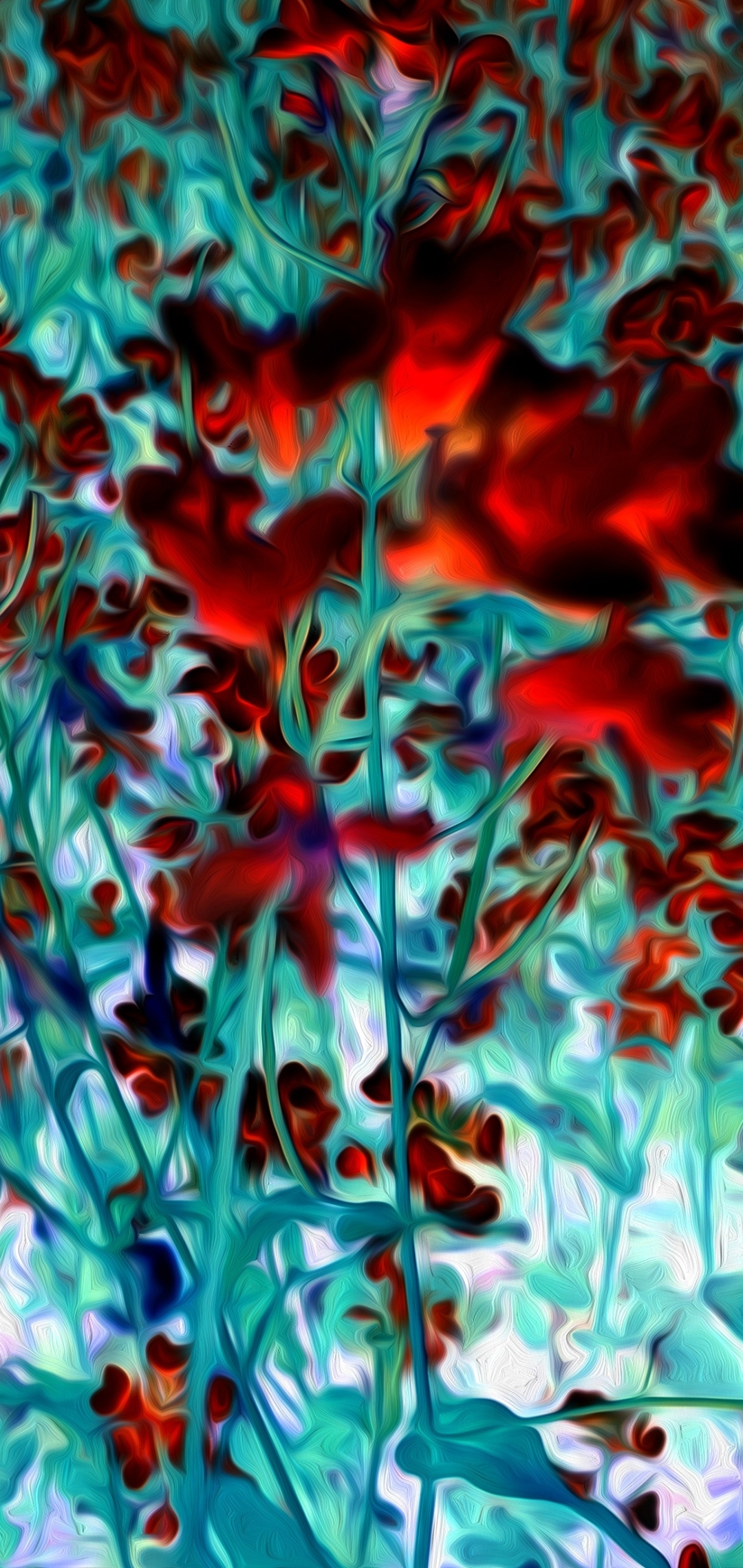 Download mobile wallpaper Flowers, Flower, Artistic, Red Flower, Oil Painting for free.