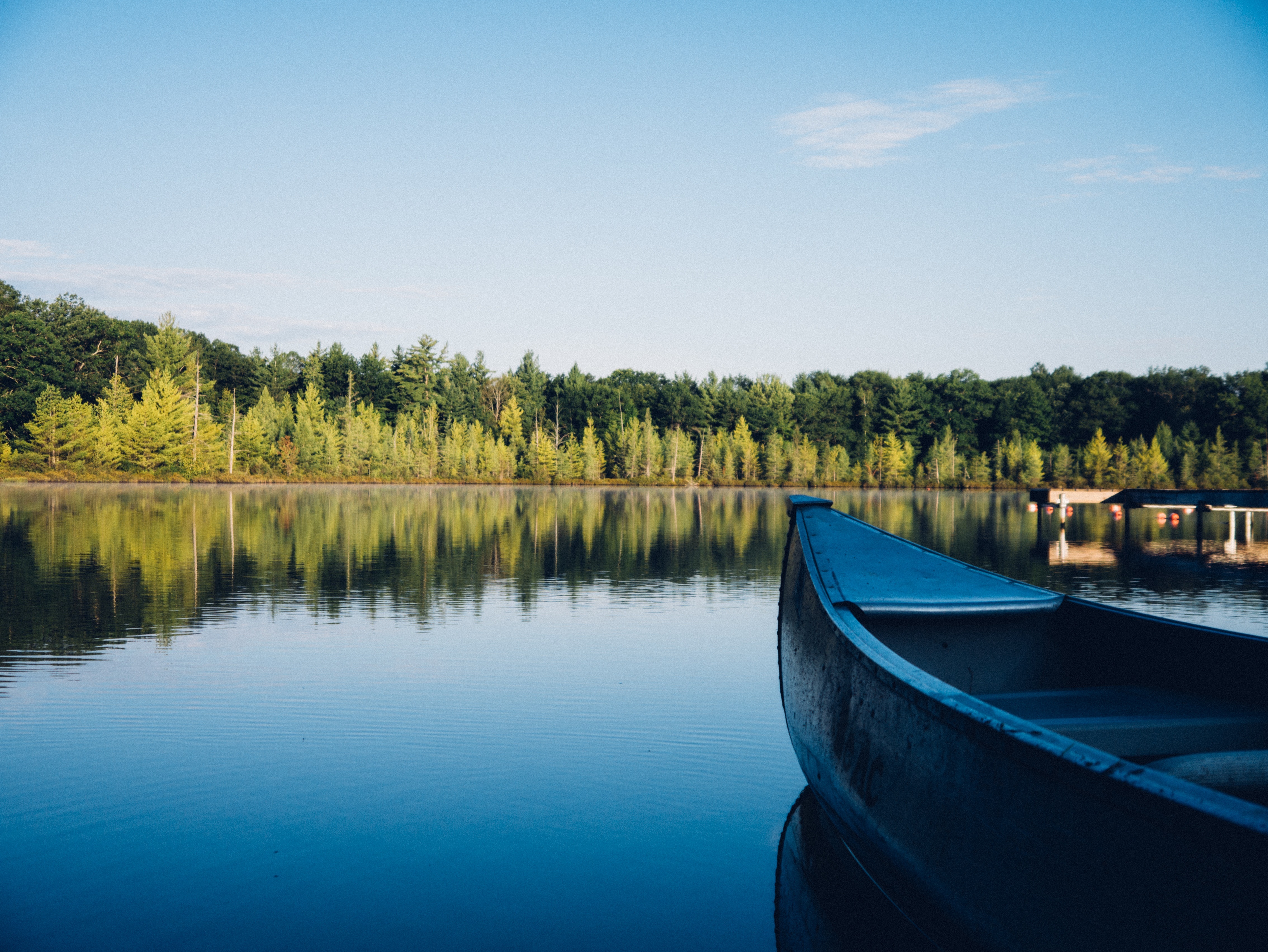 Free download wallpaper Trees, Lake, Canoe, Nature, Boat on your PC desktop