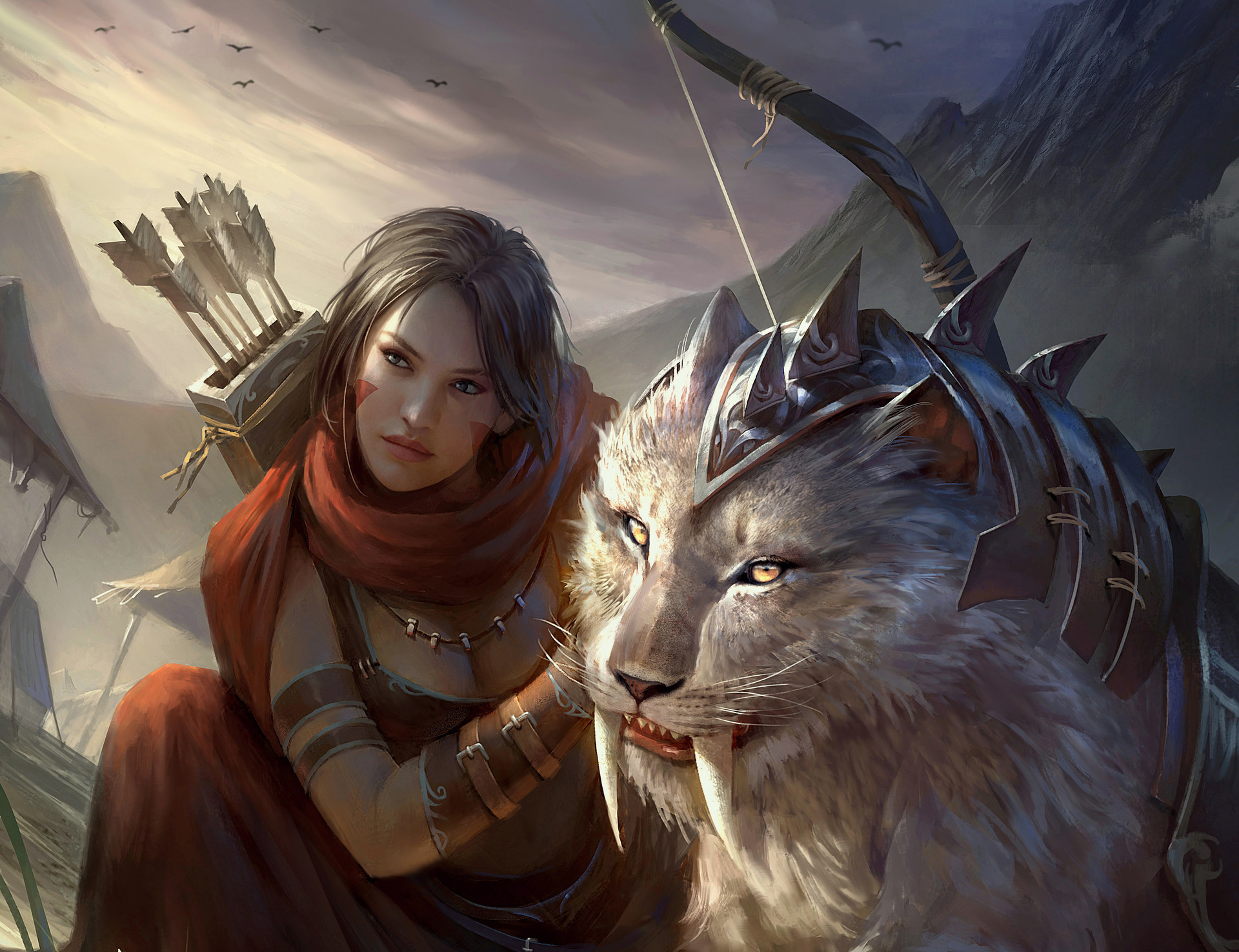 video game, legend of the cryptids, hunter, saber toothed tiger, woman warrior
