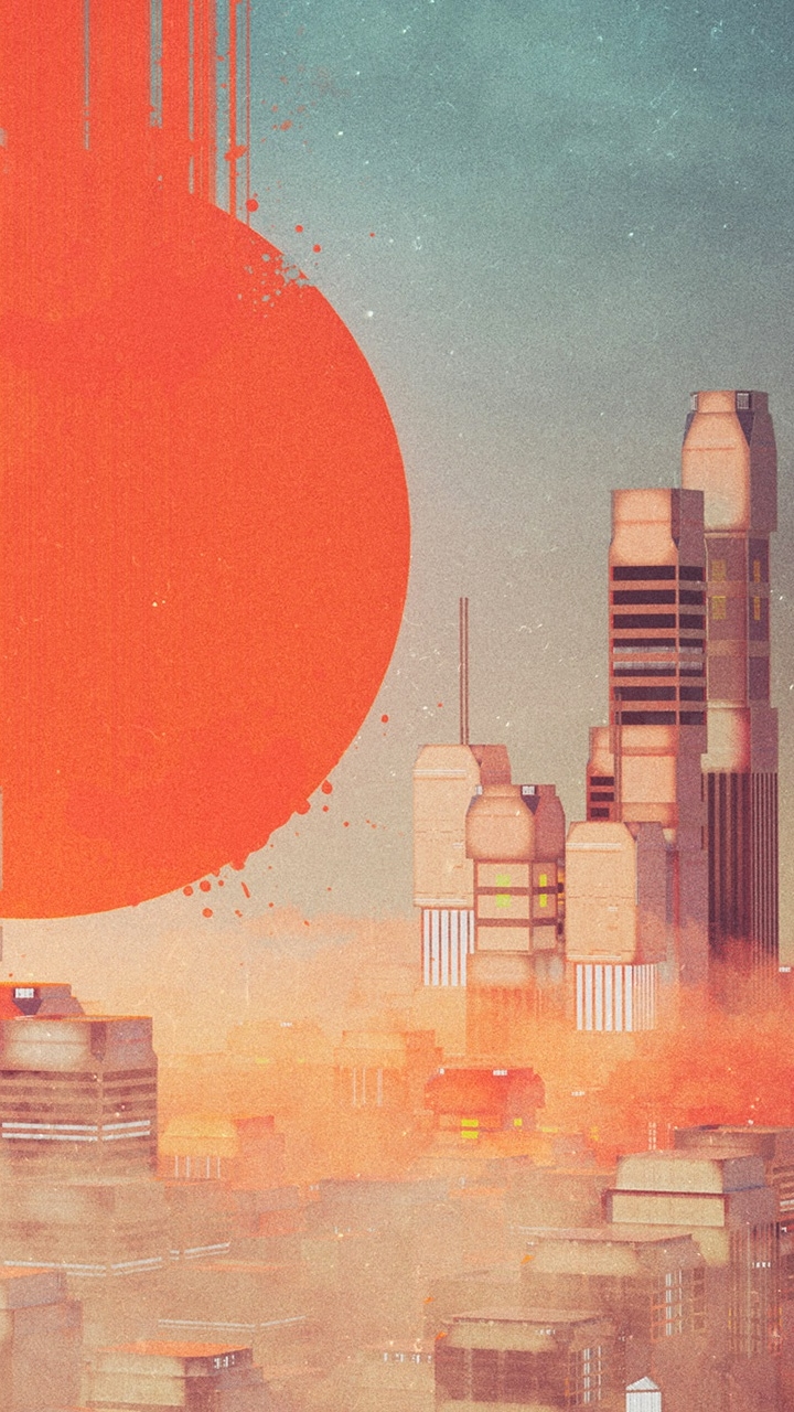 Download mobile wallpaper Sun, City, Skyscraper, Building, Sci Fi for free.