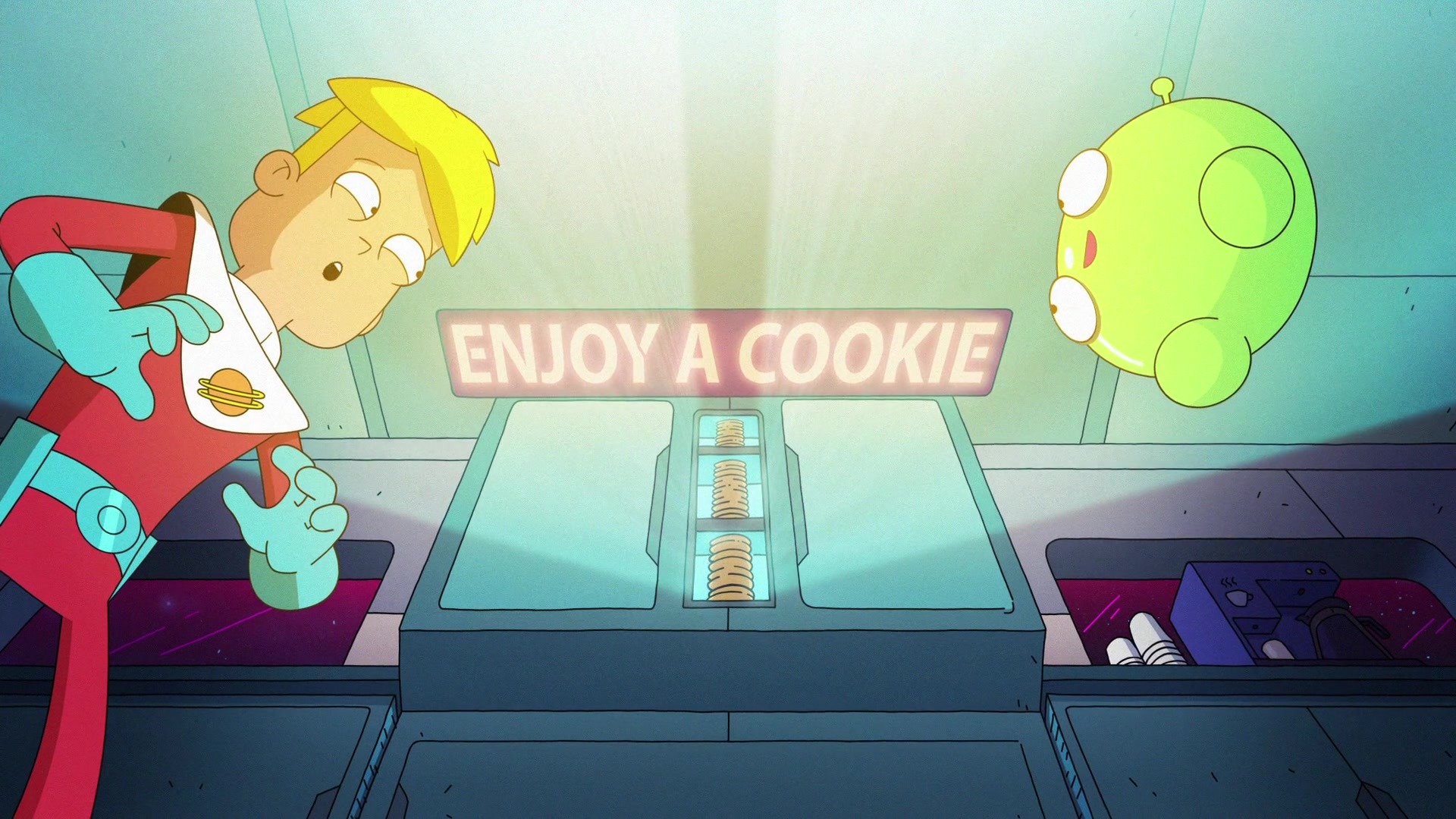1005354 завантажити картинку телешоу, останній рубіж, блондинка, печиво, гері гудспід, mooncake (final space) - шпалери і заставки безкоштовно