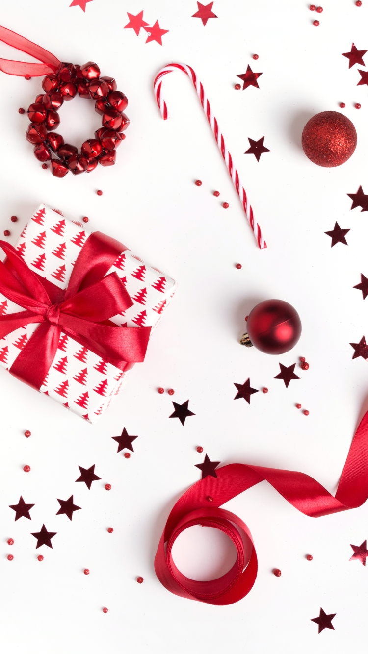 Handy-Wallpaper Feiertage, Weihnachten, Geschenk, Flitter, Zuckerstange kostenlos herunterladen.