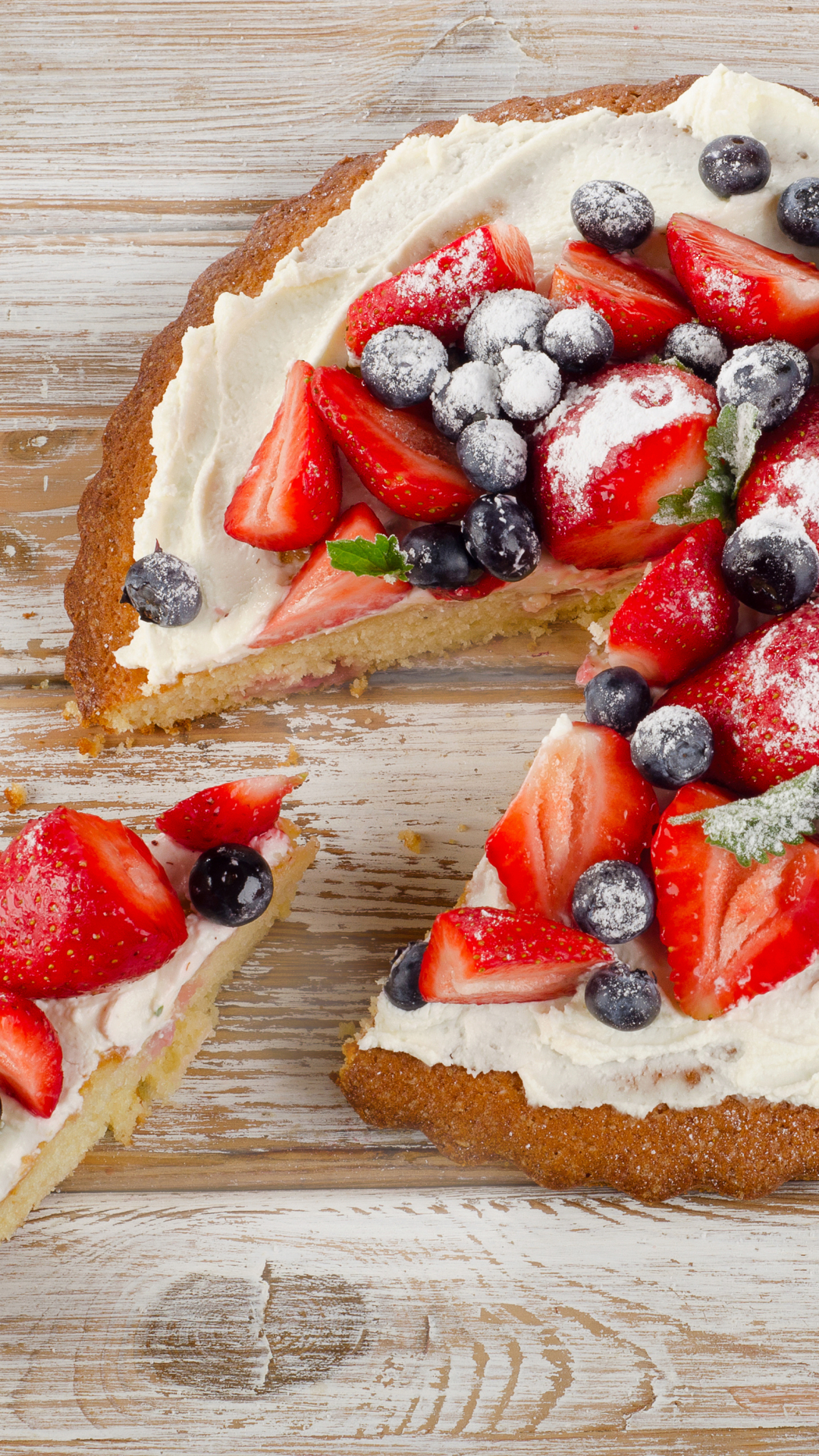 Download mobile wallpaper Food, Strawberry, Blueberry, Cake, Cream, Pastry for free.