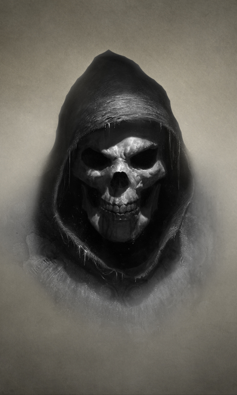Download mobile wallpaper Dark, Hood, Skull, Minimalist for free.