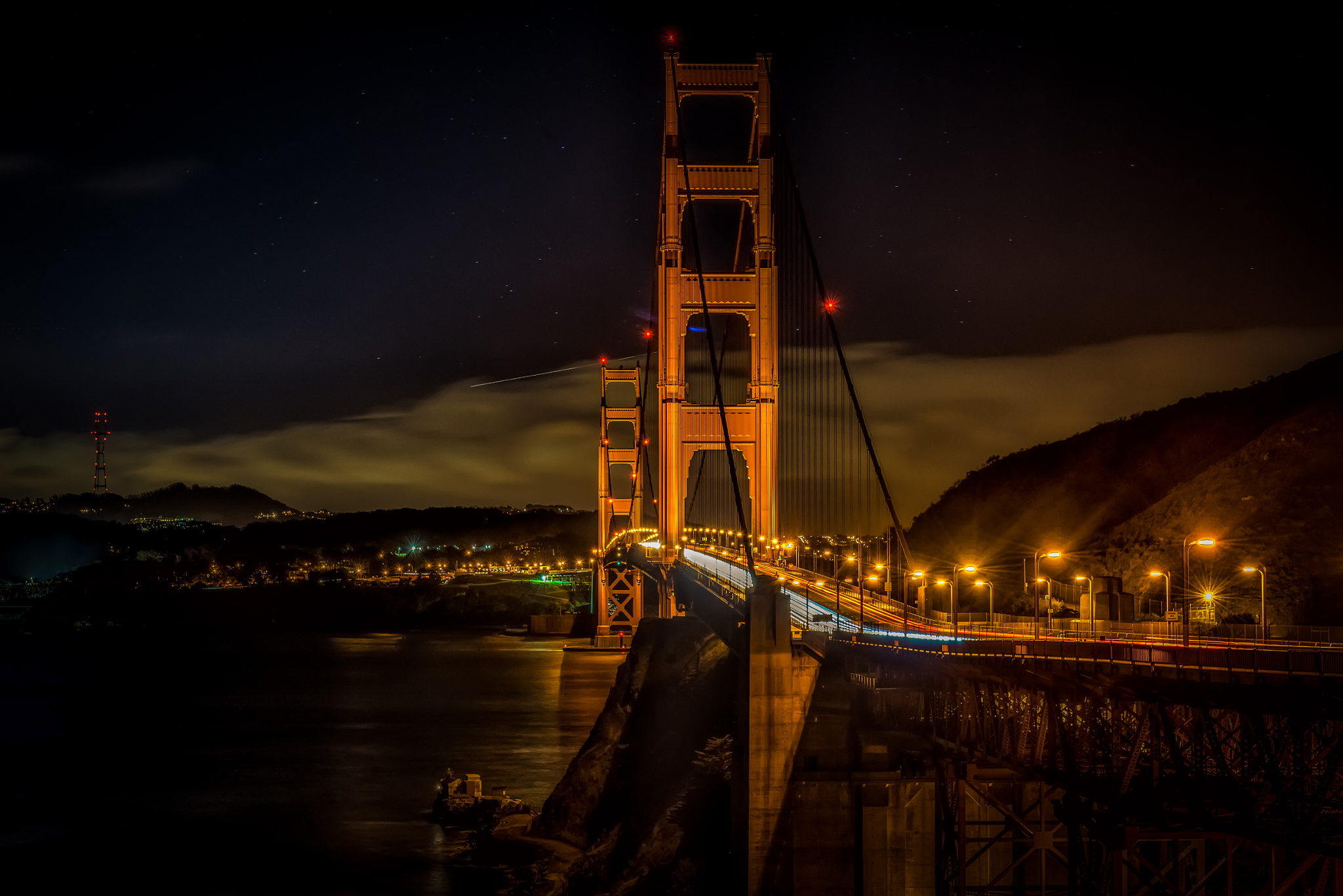 Download mobile wallpaper Bridges, Night, Usa, Bridge, Golden Gate, Man Made for free.