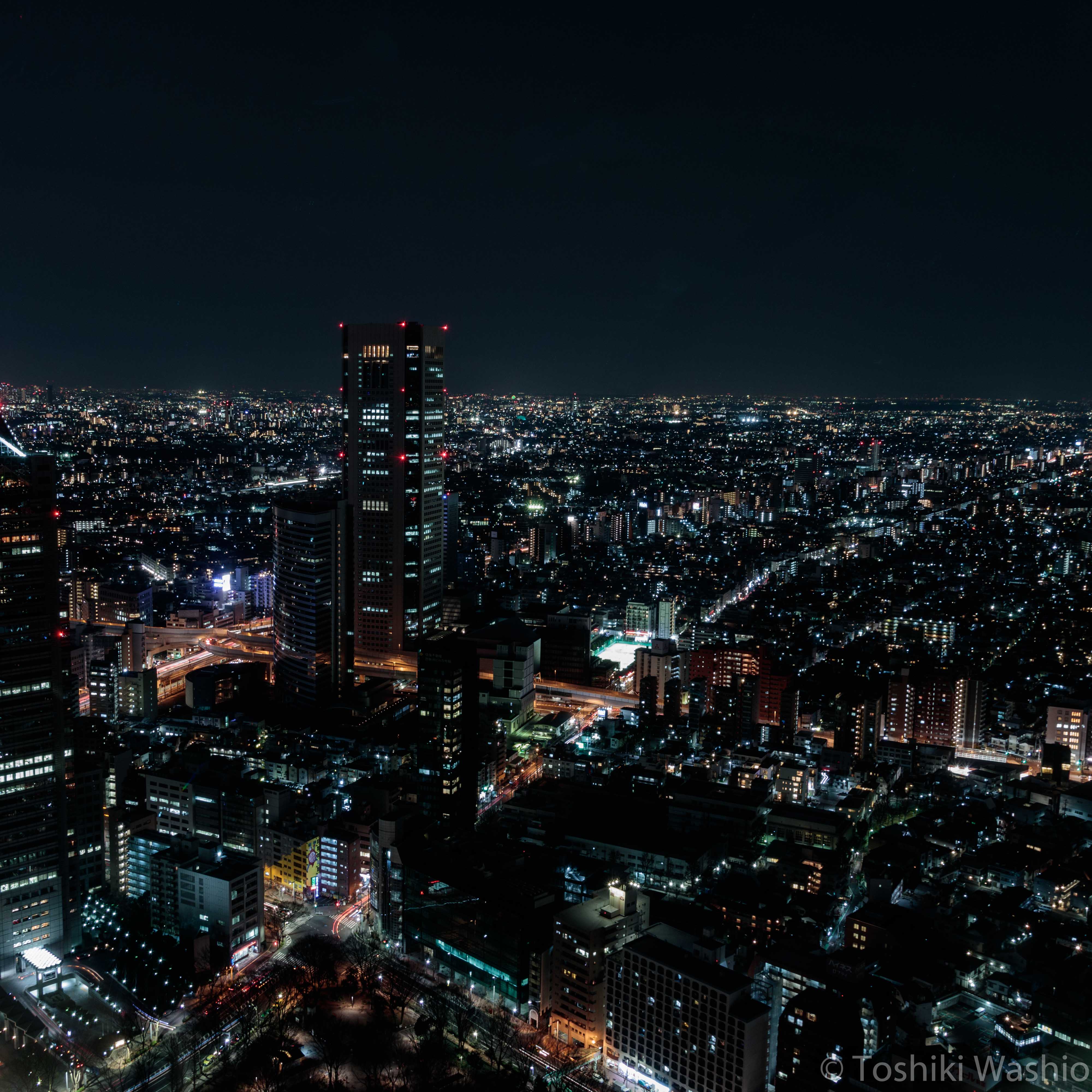 Download mobile wallpaper Overview, Review, Cities, View From Above, Horizon, City Lights, Night City, Night for free.