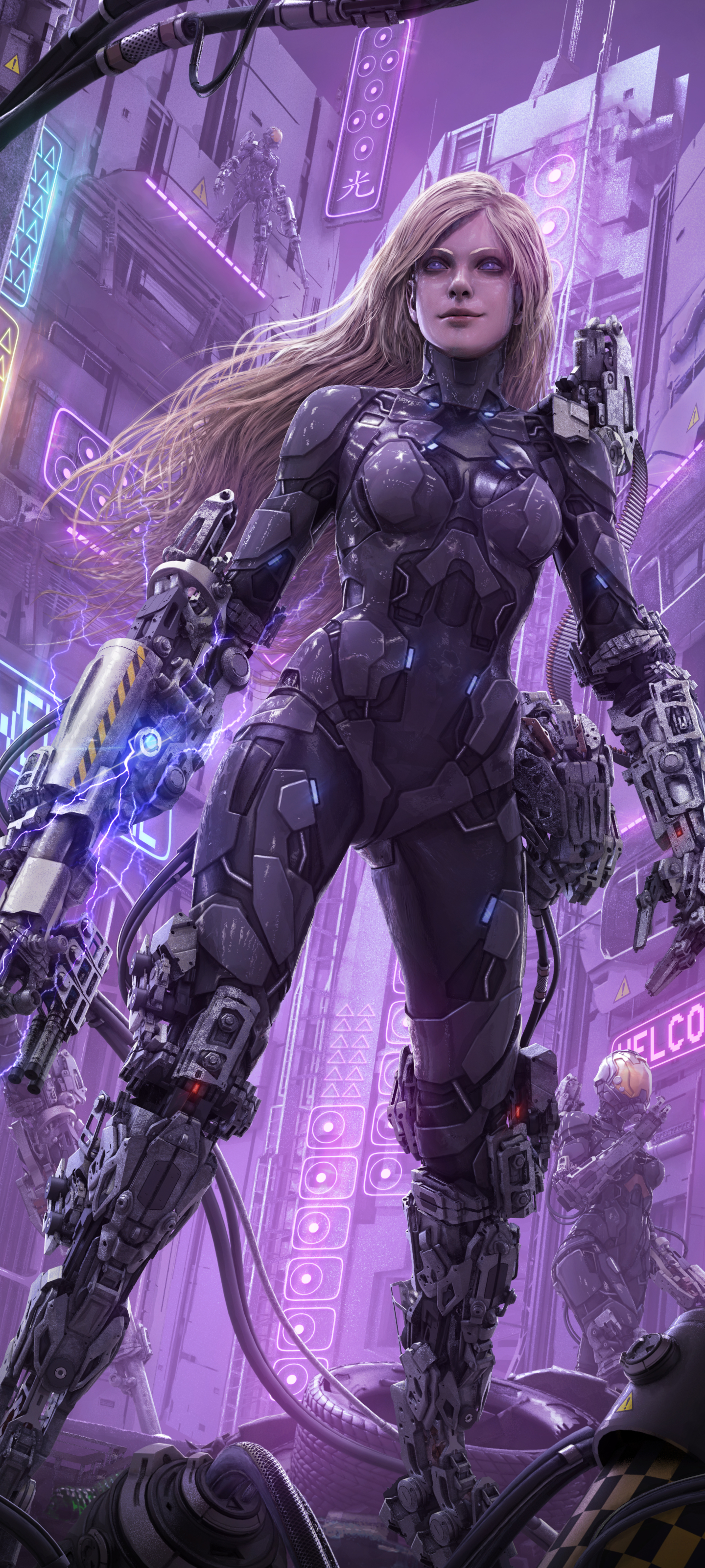 Download mobile wallpaper Sci Fi, Blonde, Cyborg, Futuristic, Woman Warrior for free.