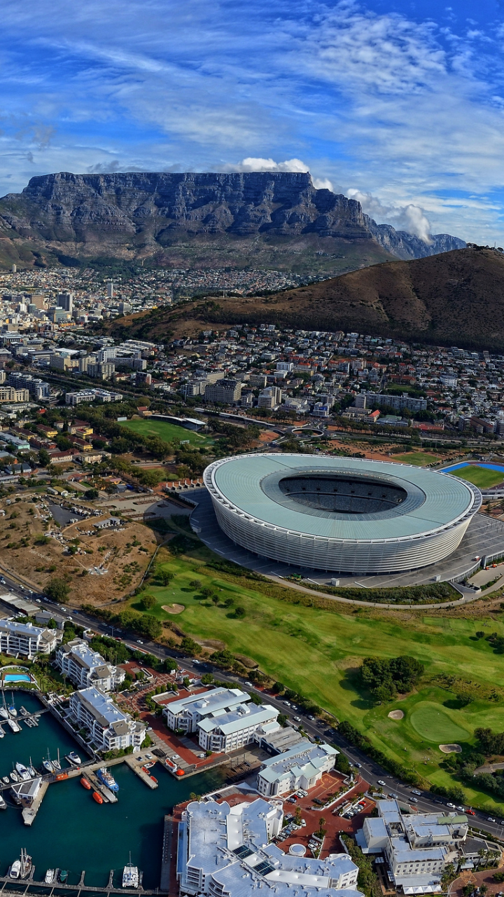 stadium, man made, cape town, south africa, cityscape, table mountain, mountain, sky, coast, cities