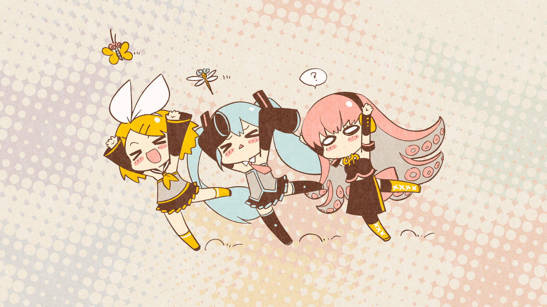 Download mobile wallpaper Anime, Vocaloid, Hatsune Miku, Luka Megurine, Rin Kagamine for free.