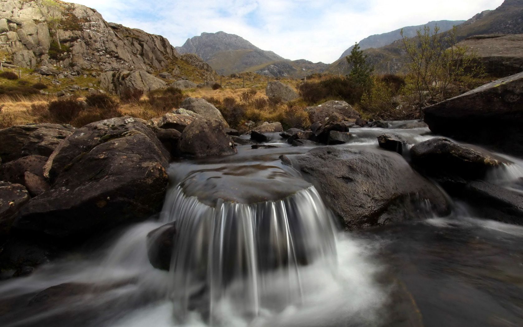 nature, mountain river, flow, water, stones, stream, gurgling, murmur