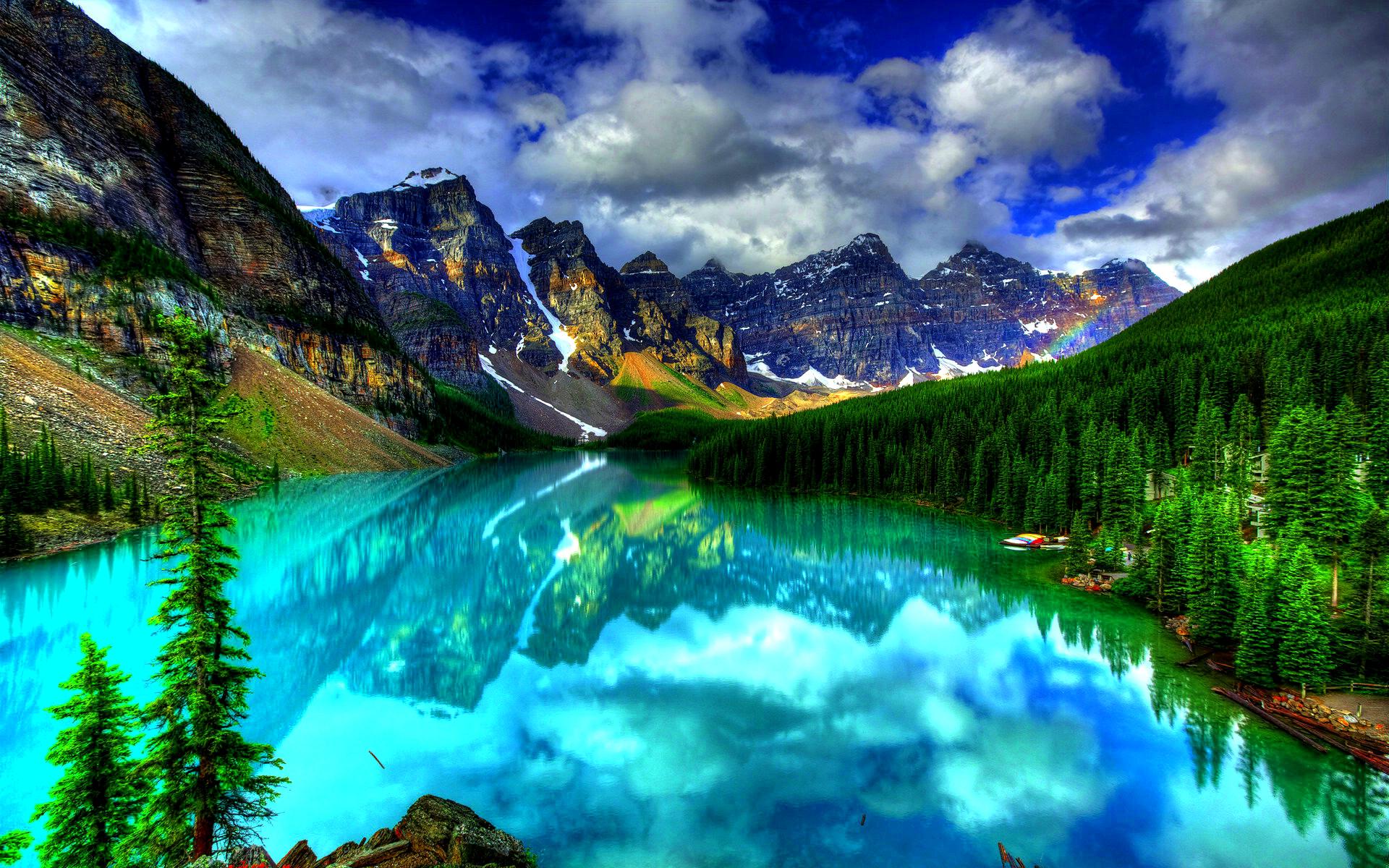 banff national park, mountain, earth, moraine lake, canada, cloud, forest, lake, reflection, tree, turquoise, lakes